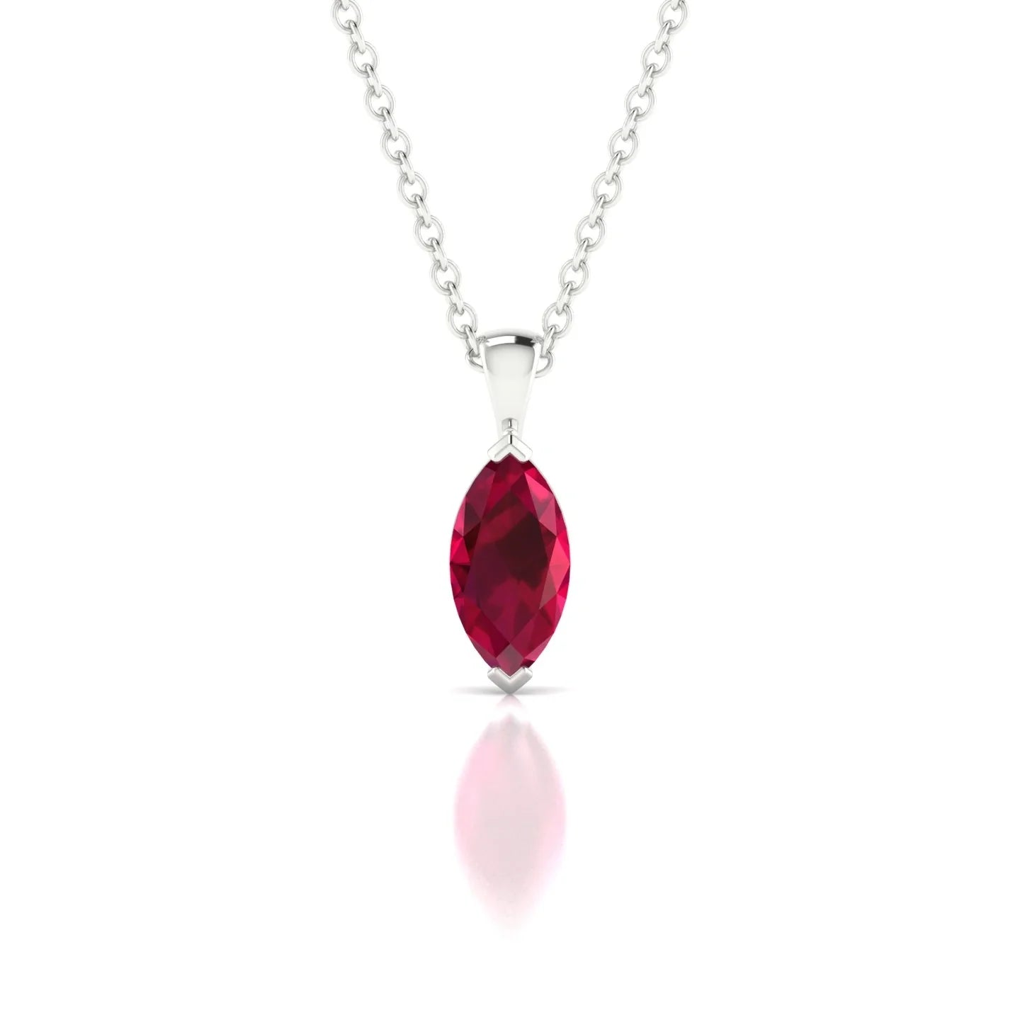 Reverse | 18k White Gold 8 x 4 mm Marquise Ruby Pendant