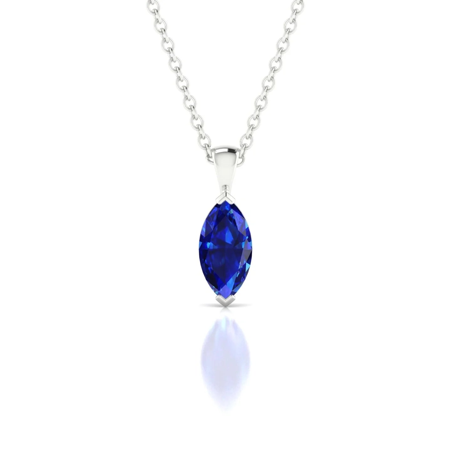 Reverse | 18k White Gold 8 x 4 mm Marquise Sapphire Pendant