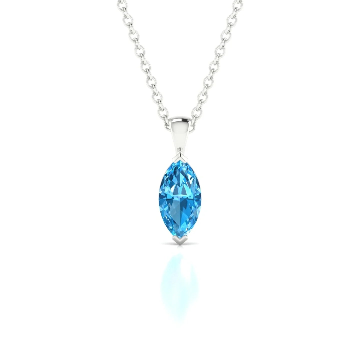Reverse | 18k White Gold 8 x 4 mm Marquise Topaz Pendant
