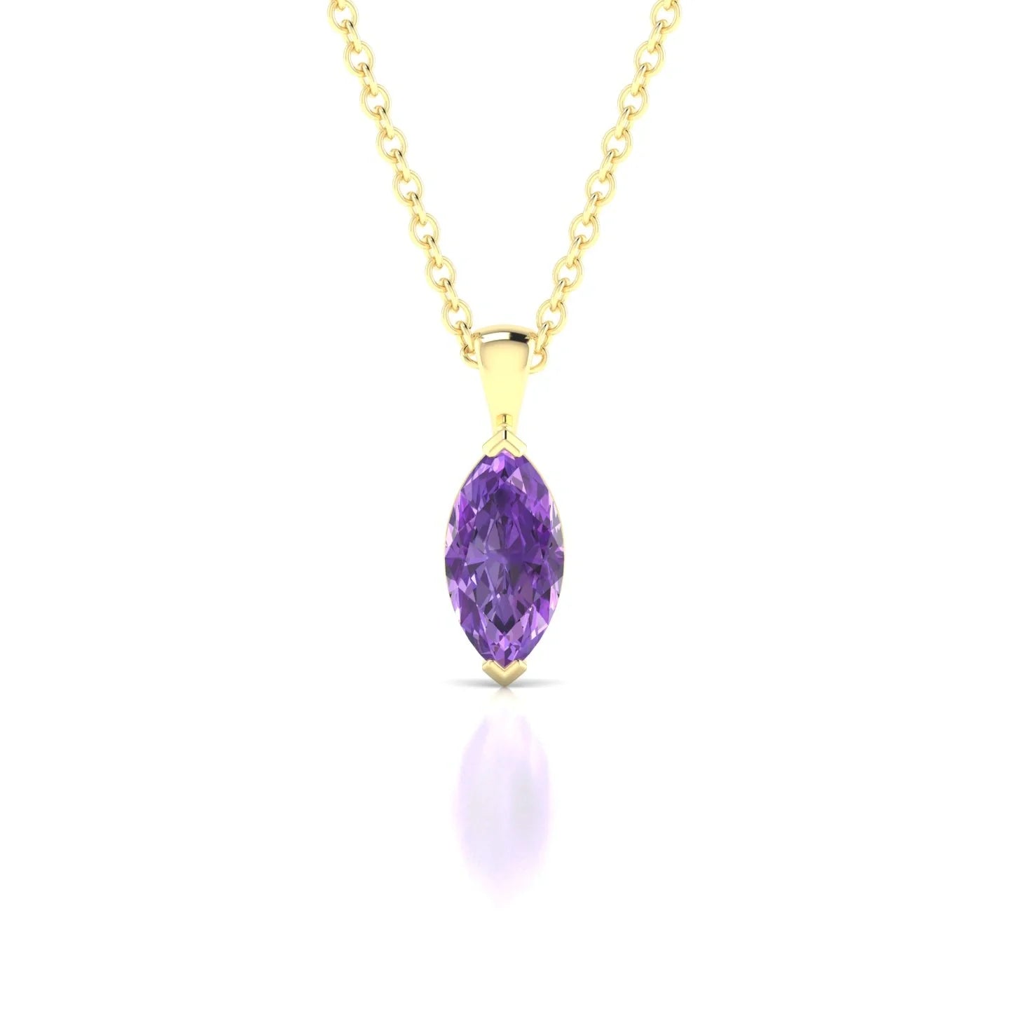 Reverse | 18k Yellow Gold 8 x 4 mm Marquise Amethyst Pendant