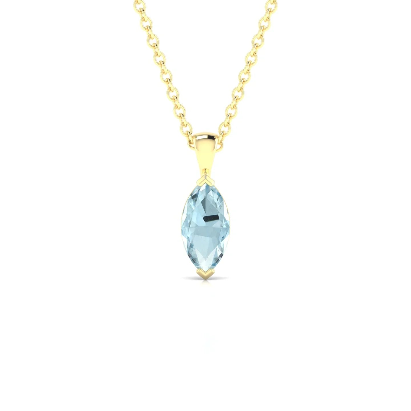 Reverse | 18k Yellow Gold 8 x 4 mm Marquise Aquamarine Pendant