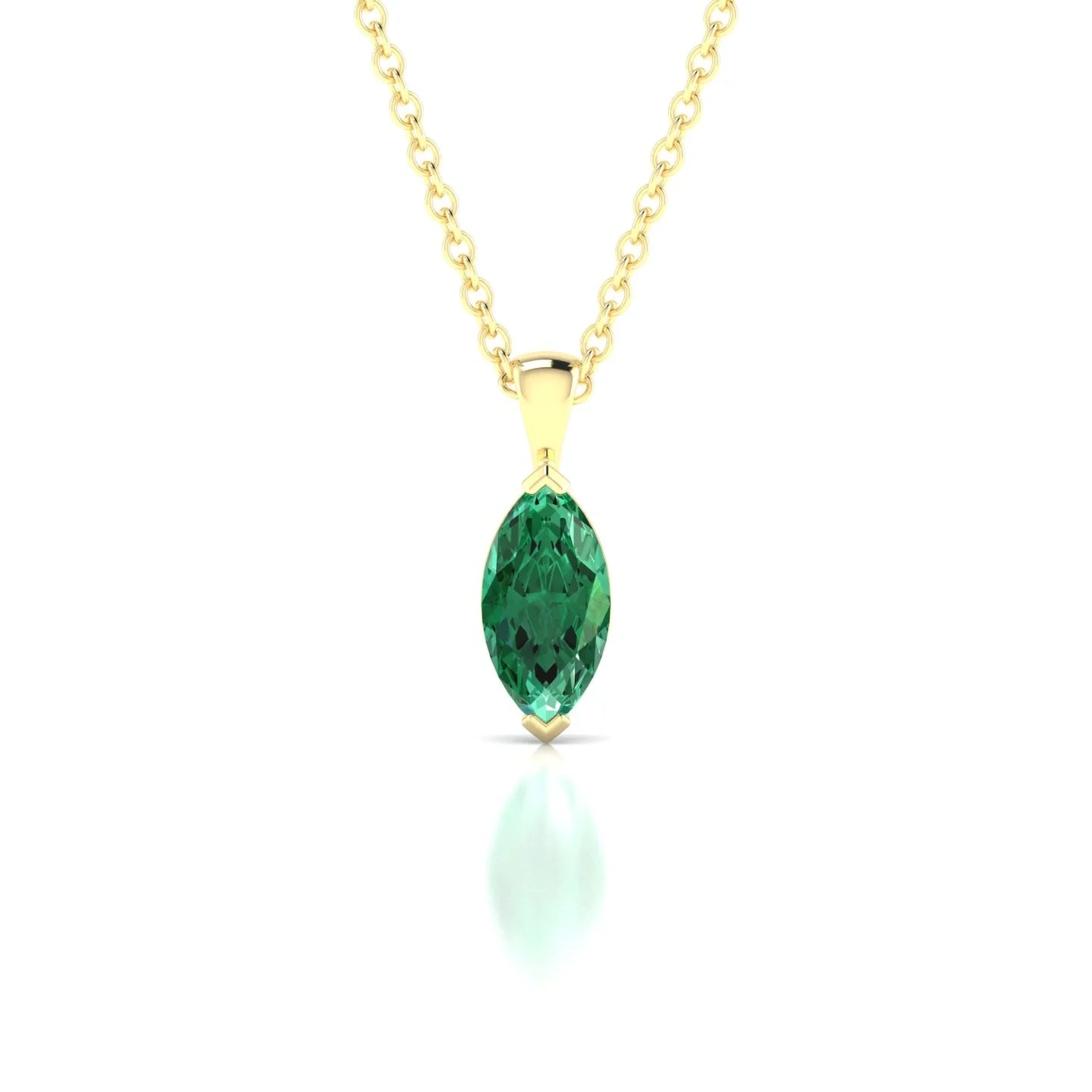 Reverse | 18k Yellow Gold 8 x 4 mm Marquise Emerald Pendant