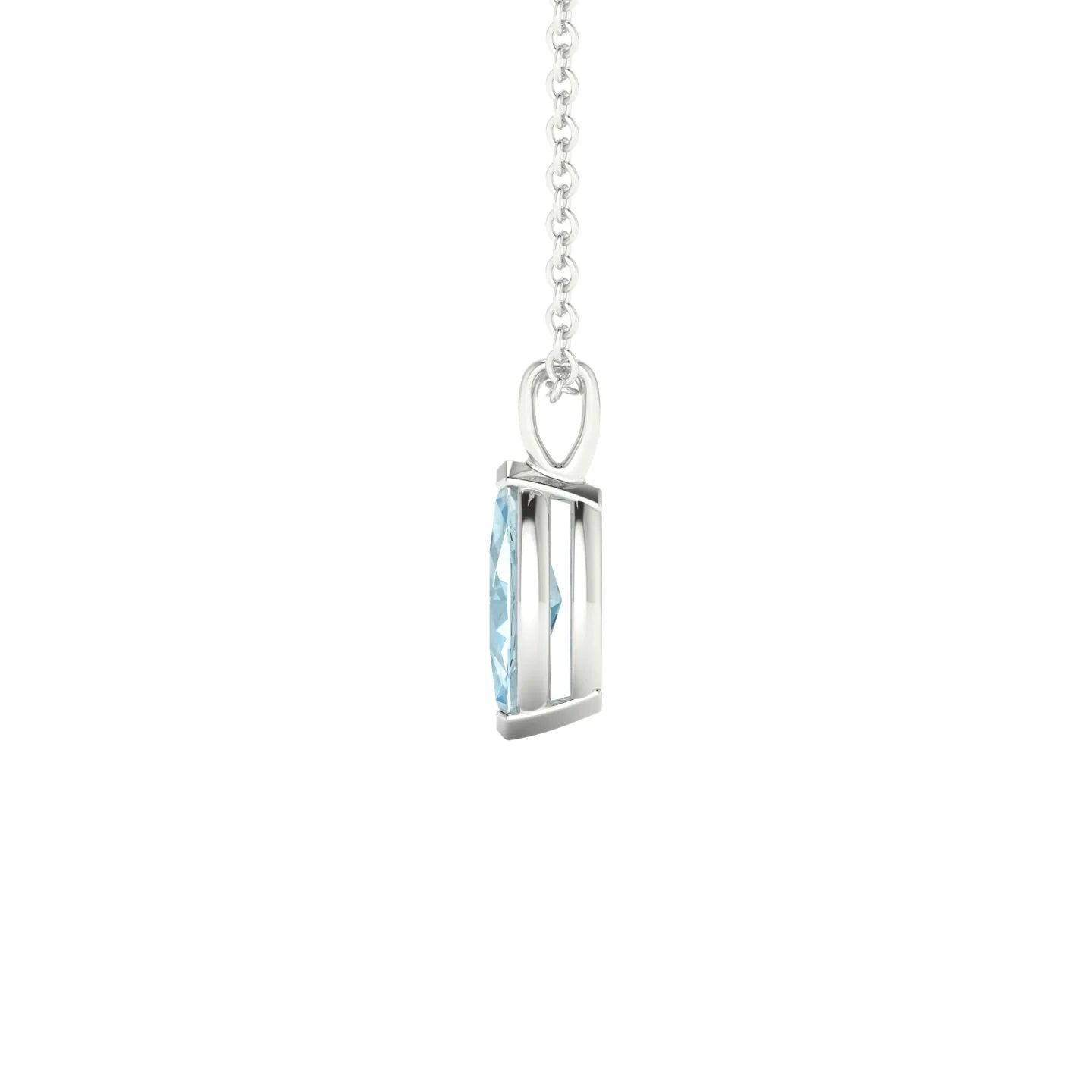 Reverse | 18k White Gold 8 x 4 mm Marquise Aquamarine Pendant