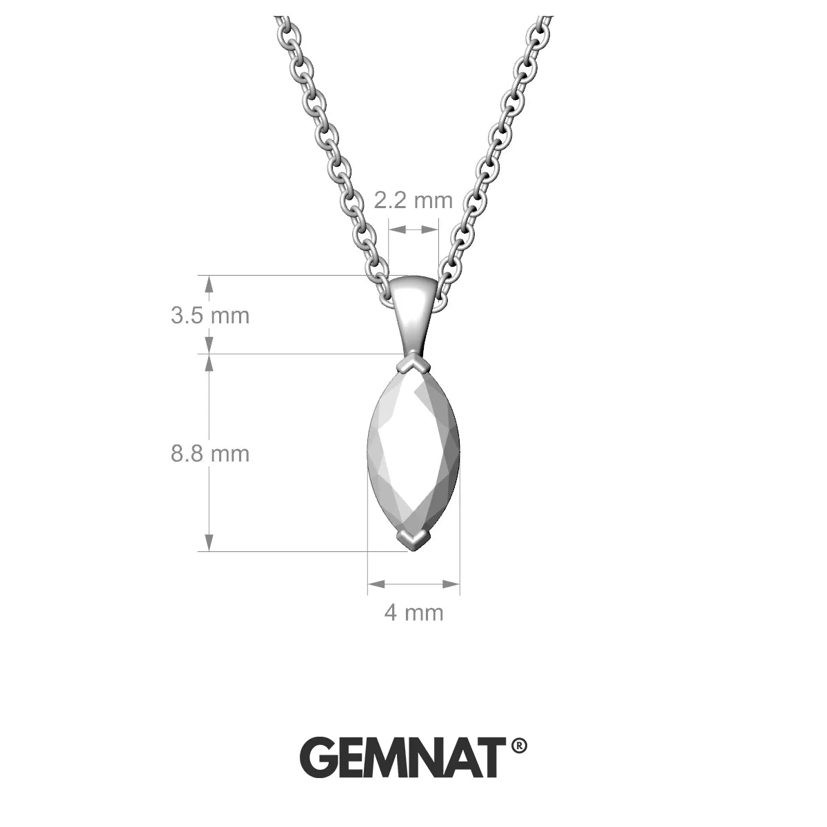 Reverse | 18k White Gold 8 x 4 mm Marquise Topaz Pendant