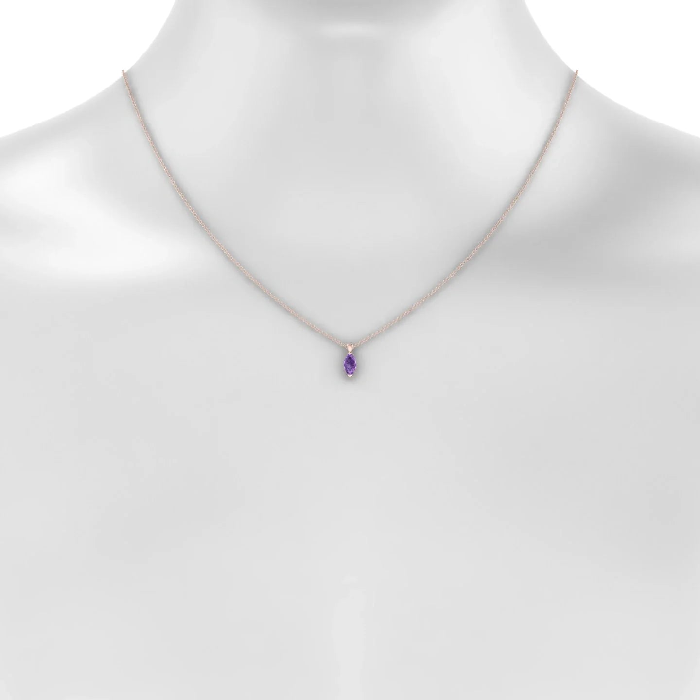 Reverse | 18k Rose Gold 8 x 4 mm Marquise Amethyst Pendant