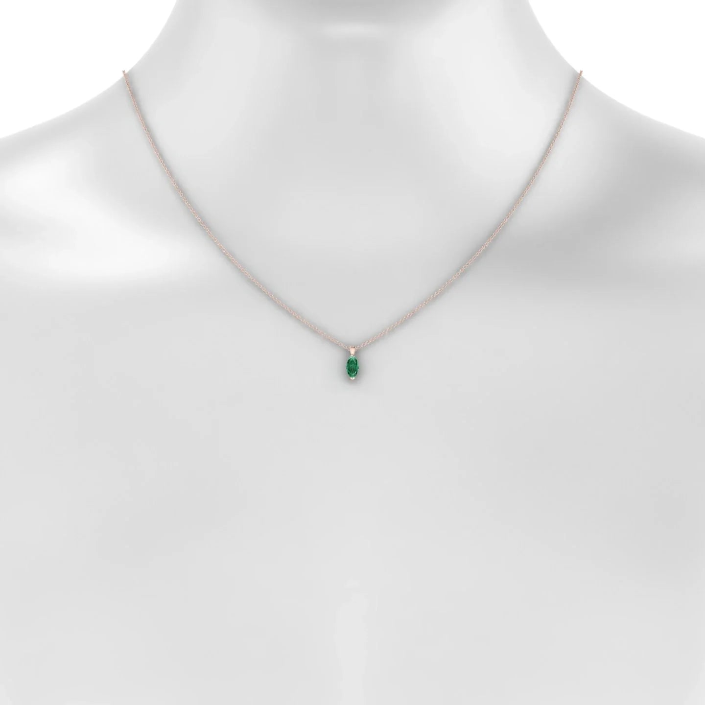 Reverse | 18k Rose Gold 8 x 4 mm Marquise Emerald Pendant