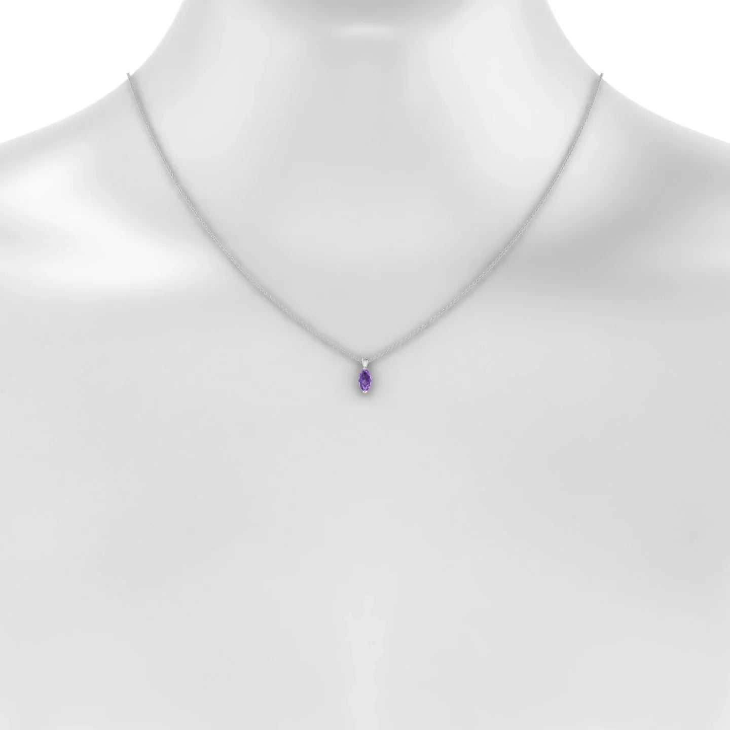 Reverse | 18k White Gold 8 x 4 mm Marquise Amethyst Pendant