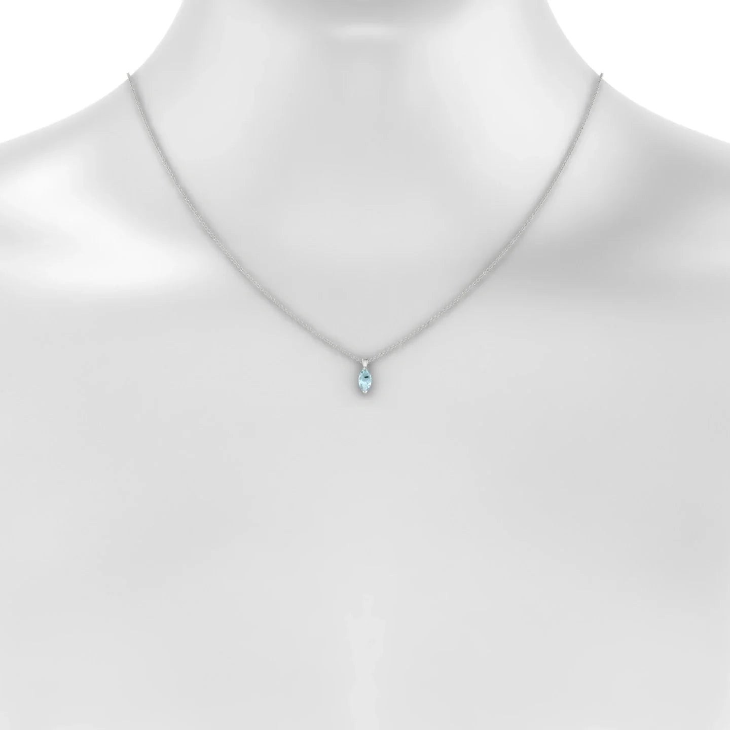 Reverse | 18k White Gold 8 x 4 mm Marquise Aquamarine Pendant