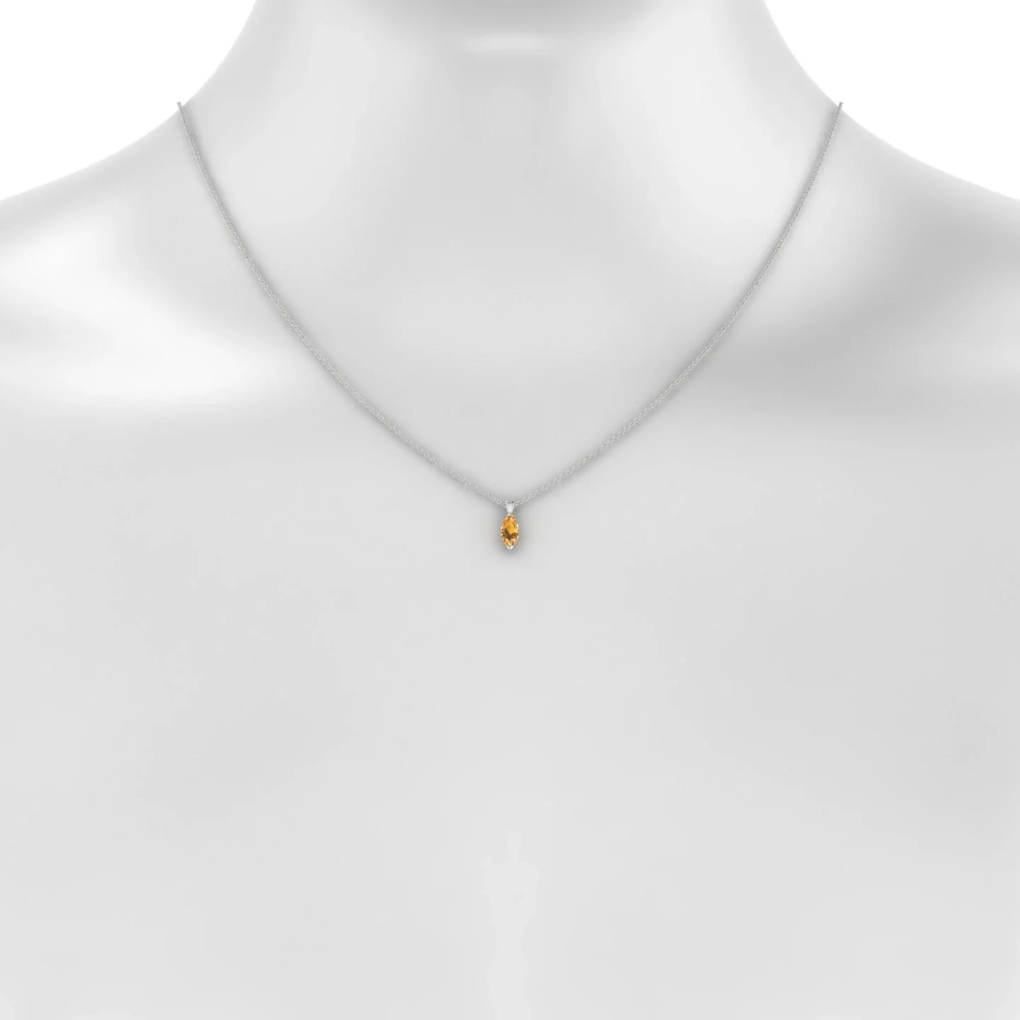 Reverse | 18k White Gold 8 x 4 mm Marquise Citrine Pendant