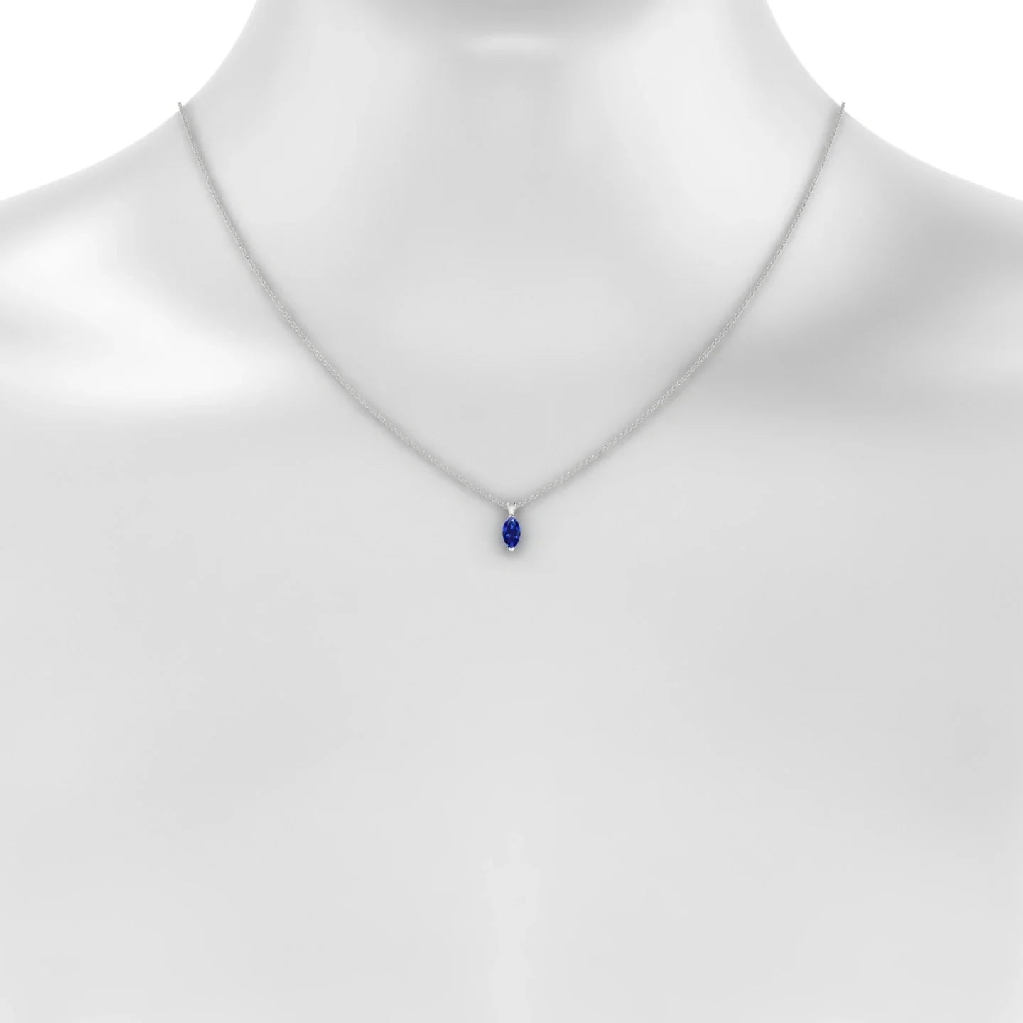 Reverse | 18k White Gold 8 x 4 mm Marquise Sapphire Pendant