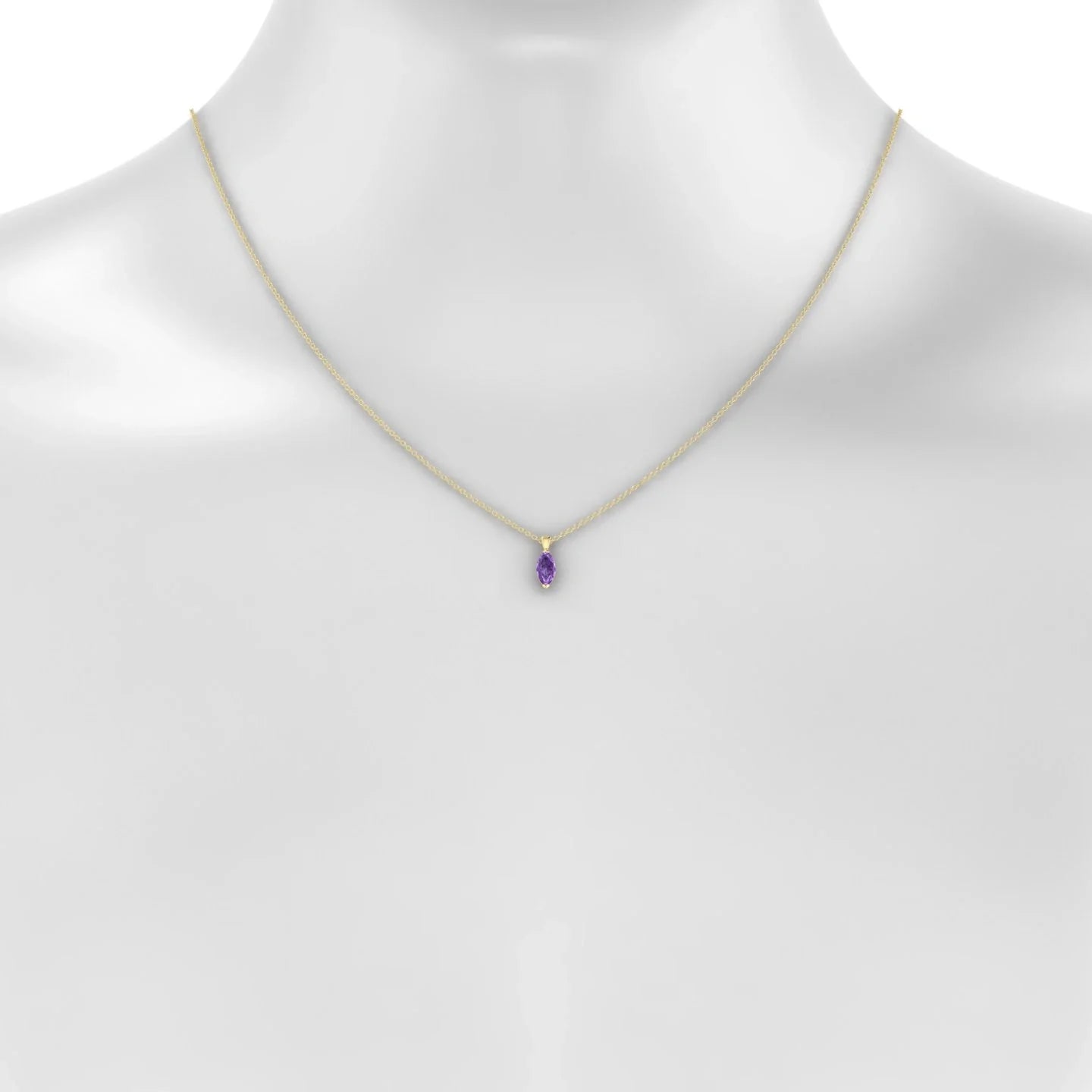 Reverse | 18k Yellow Gold 8 x 4 mm Marquise Amethyst Pendant