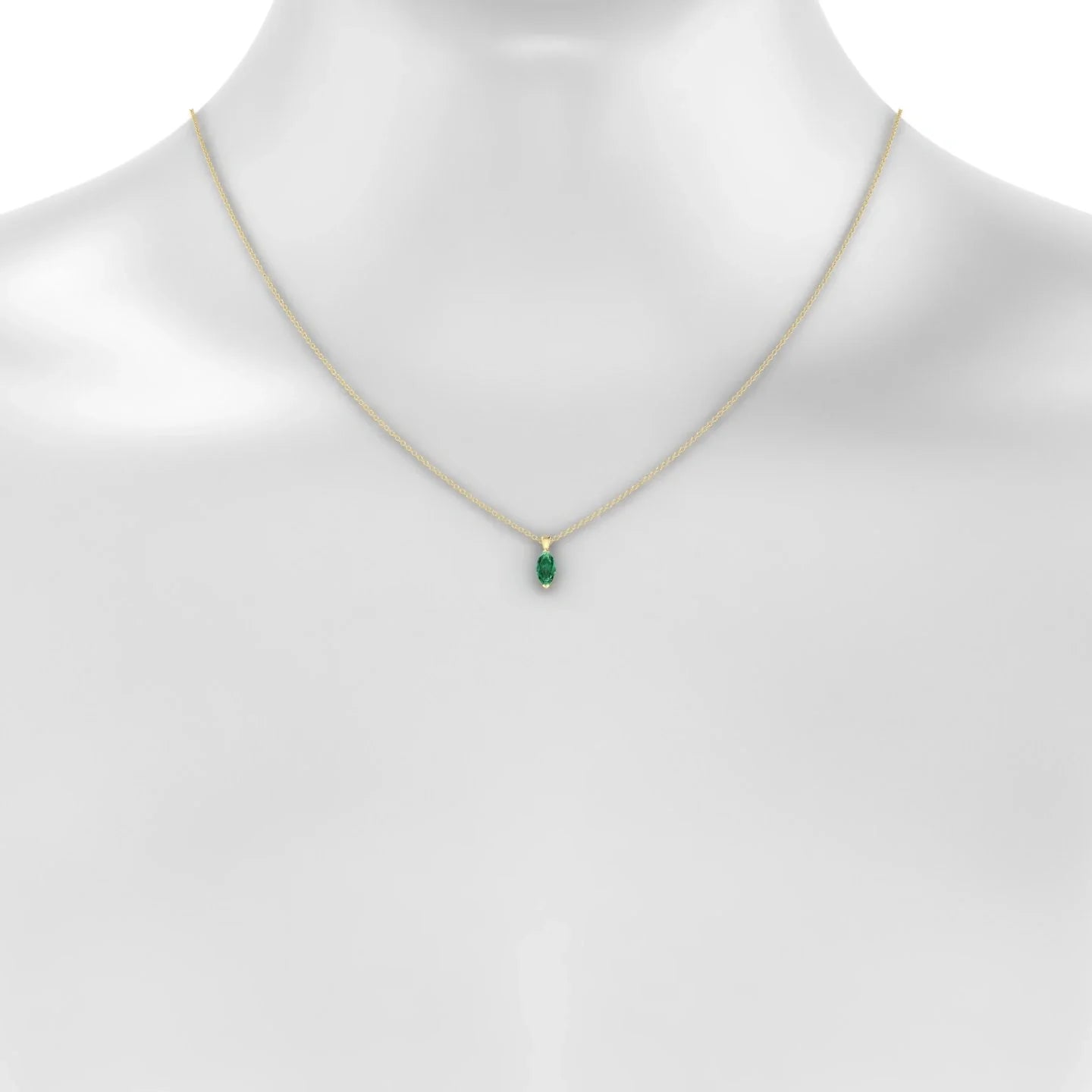 Reverse | 18k Yellow Gold 8 x 4 mm Marquise Emerald Pendant