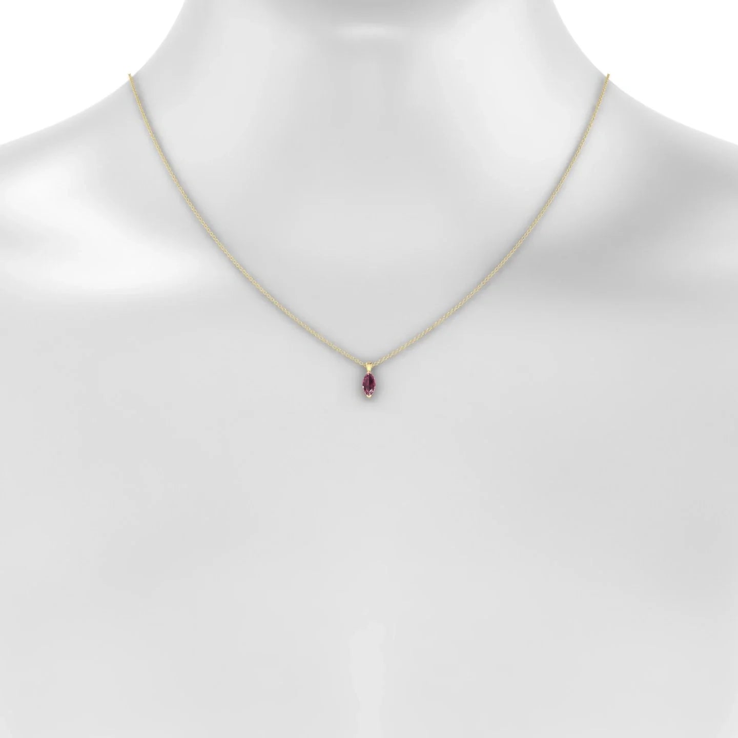 Reverse | 18k Yellow Gold 8 x 4 mm Marquise Rhodolite Pendant