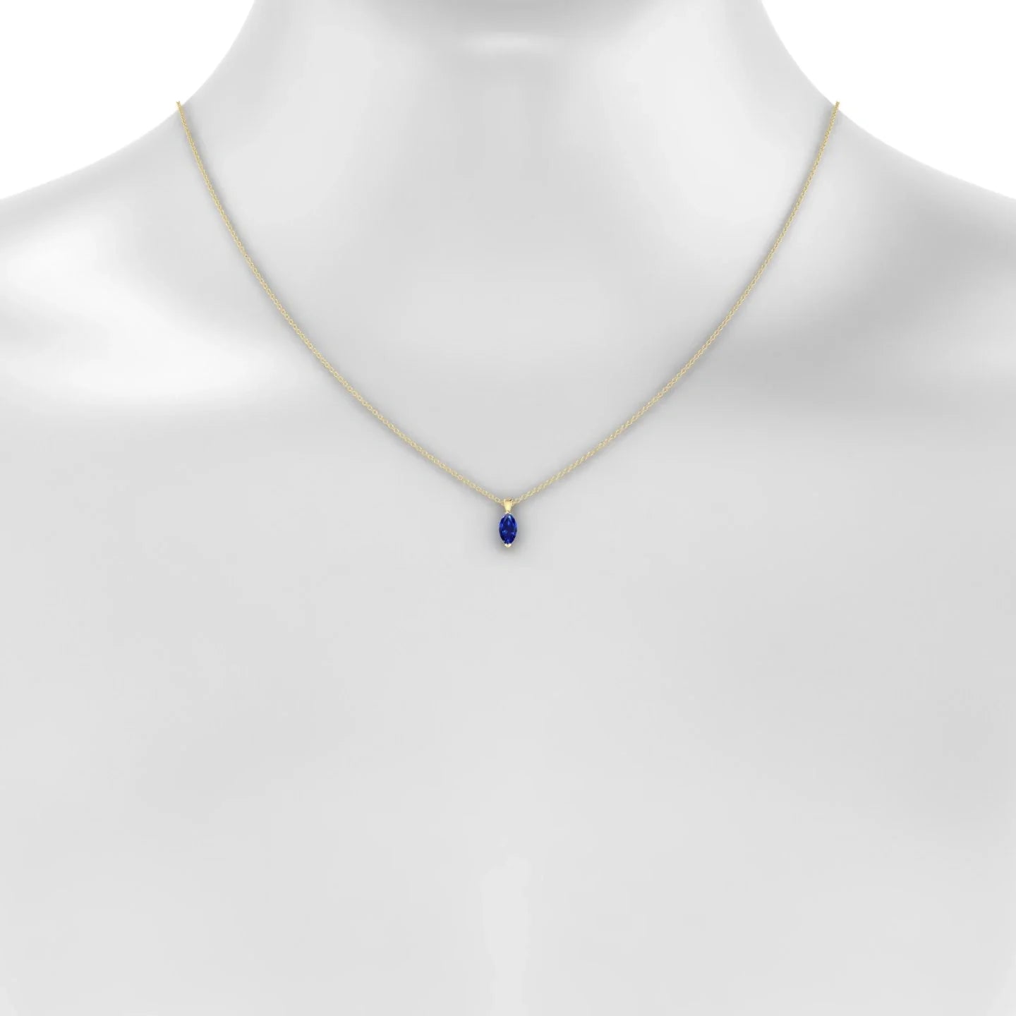 Reverse | 18k Yellow Gold 8 x 4 mm Marquise Sapphire Pendant