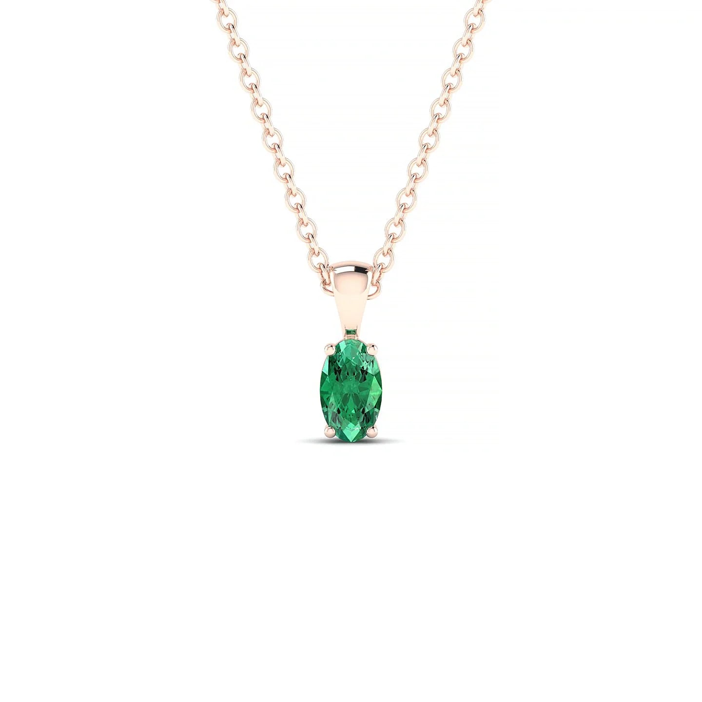 Reverse | 18k Rose Gold 5 x 3 mm Oval Emerald Pendant