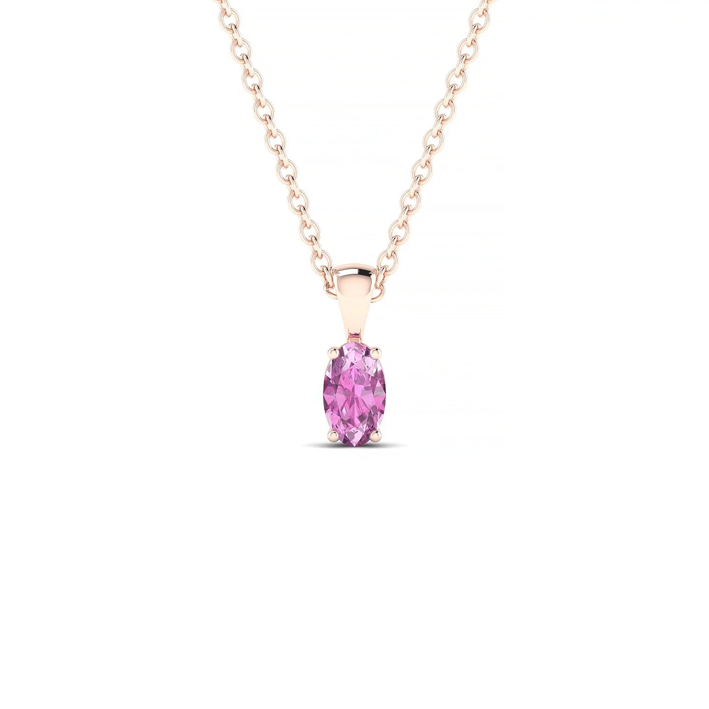 Reverse | 18k Rose Gold 5 x 3 mm Oval Pink Sapphire Pendant