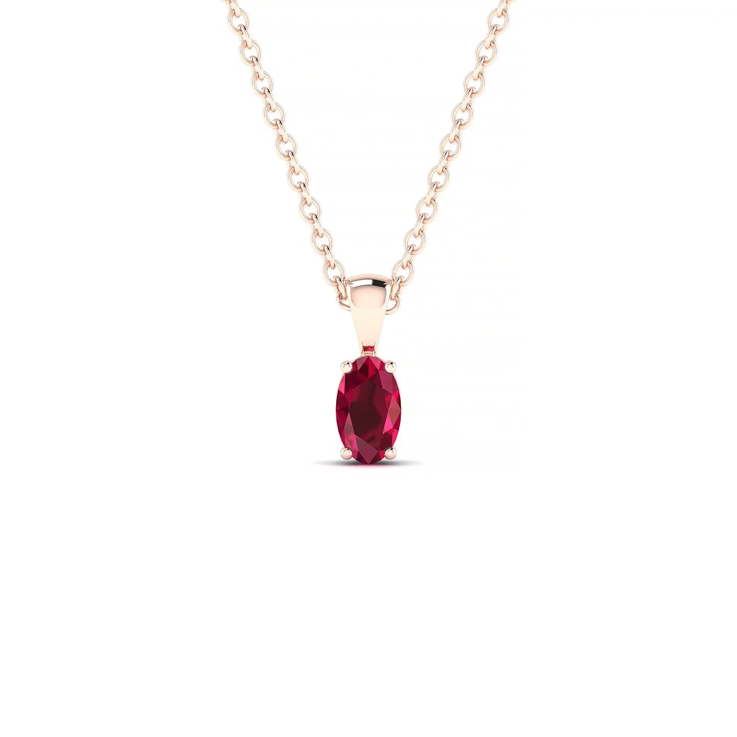 Reverse | 18k Rose Gold 5 x 3 mm Oval Ruby Pendant