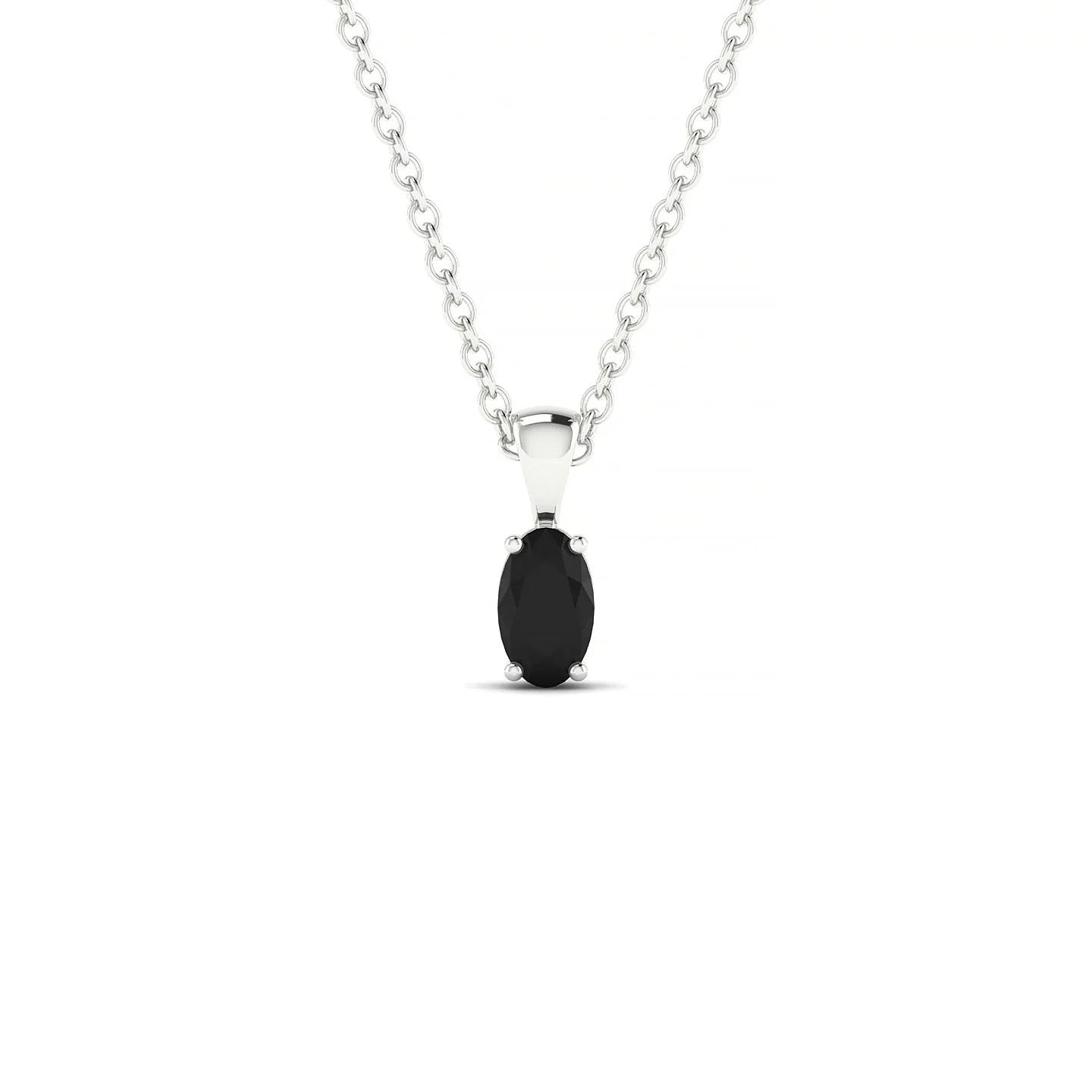 Reverse | 18k White Gold 5 x 3 mm Oval Black Diamond Pendant