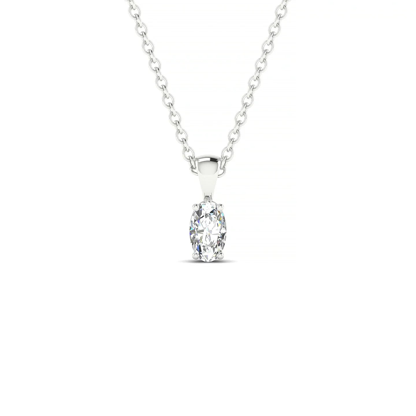 Reverse | 18k White Gold 5 x 3 mm Oval Diamond Pendant