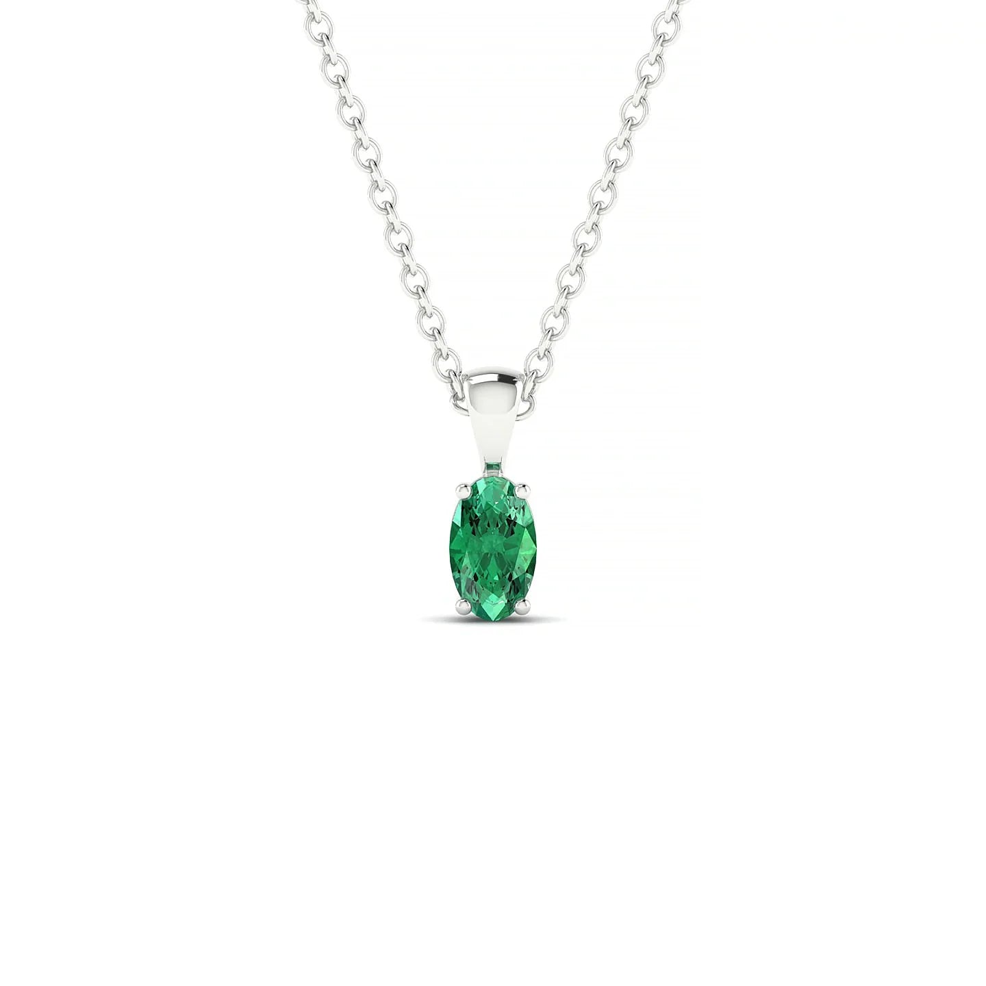 Reverse | 18k White Gold 5 x 3 mm Oval Emerald Pendant