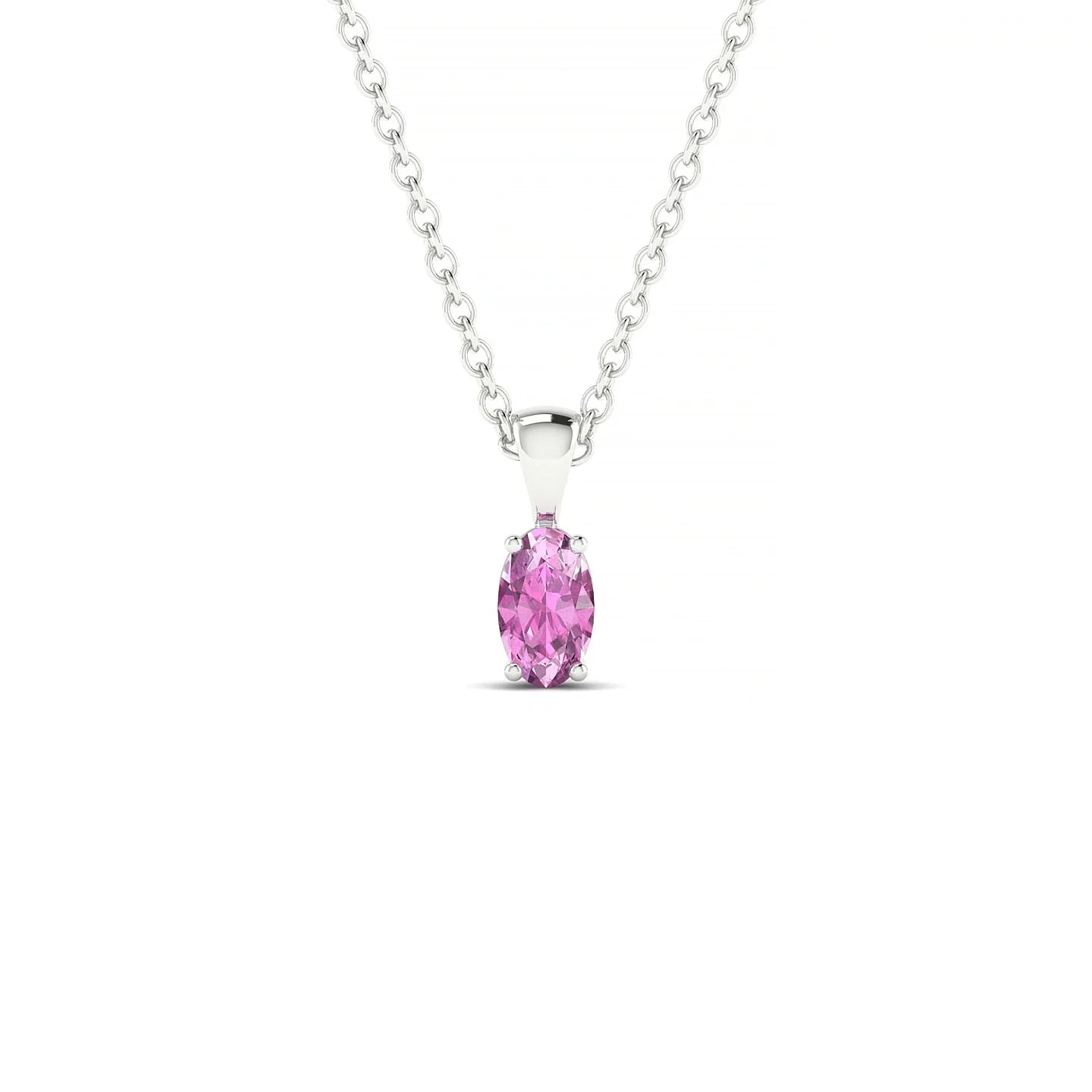 Reverse | 18k White Gold 5 x 3 mm Oval Pink Sapphire Pendant