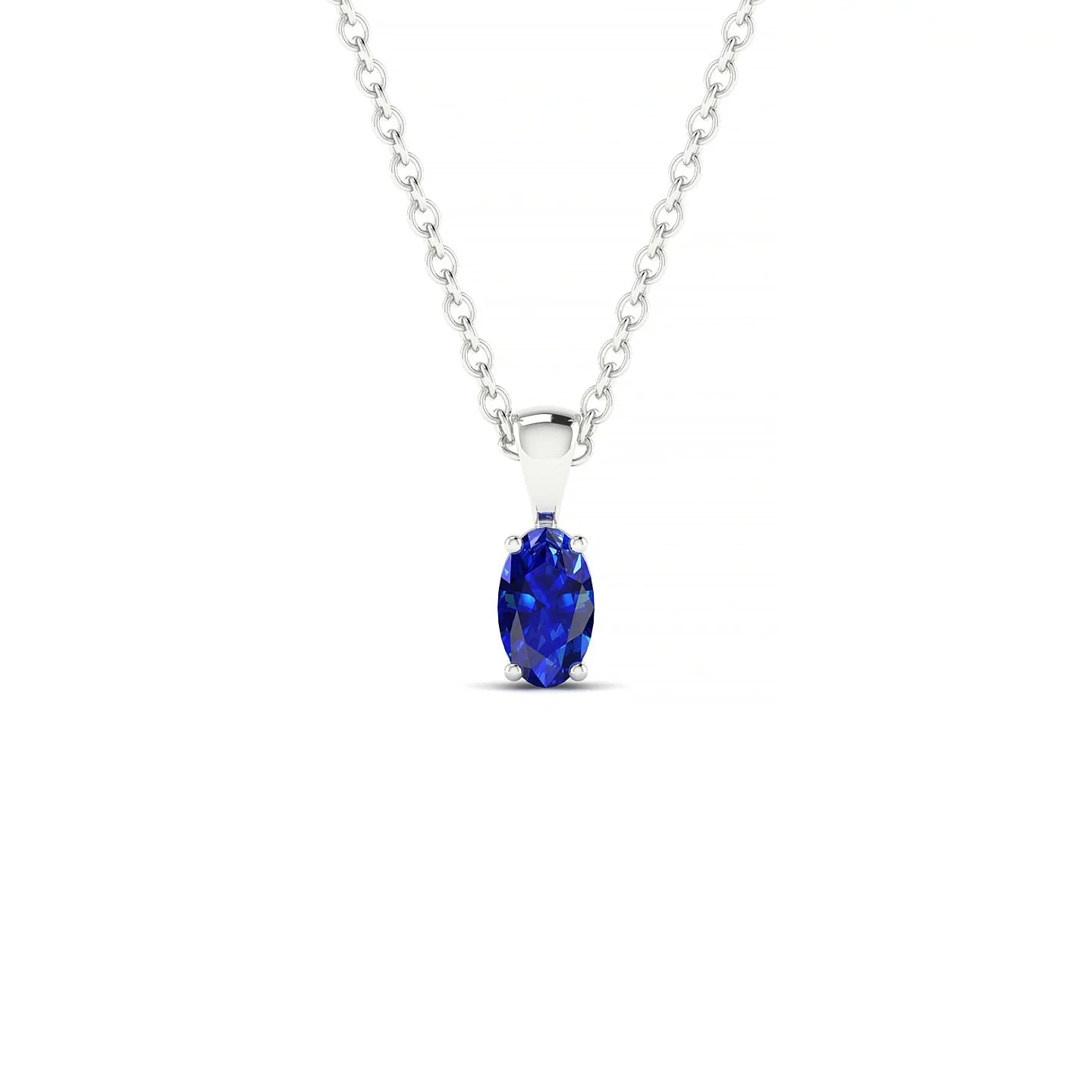 Reverse | 18k White Gold 5 x 3 mm Oval Sapphire Pendant