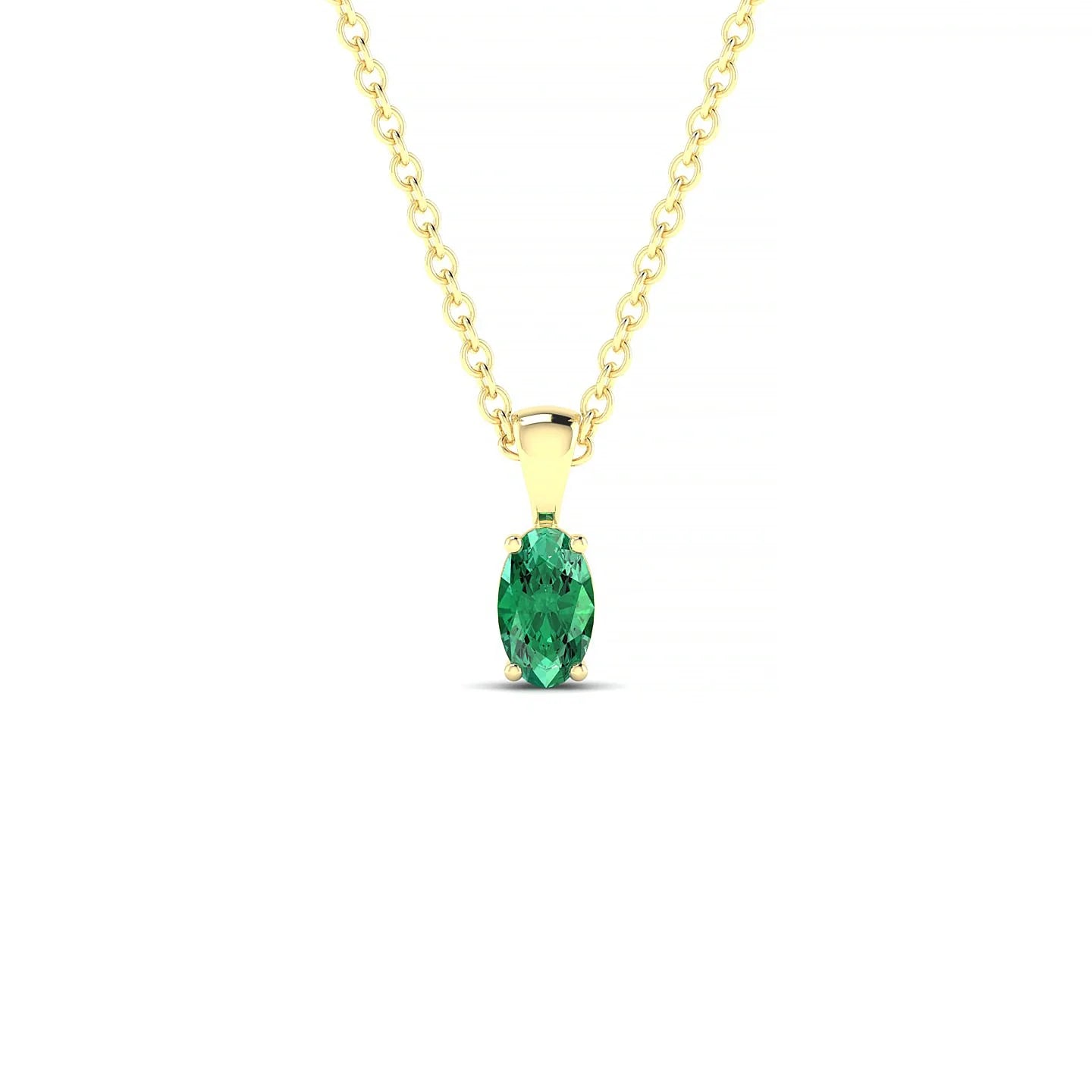 Reverse | 18k Yellow Gold 5 x 3 mm Oval Emerald Pendant
