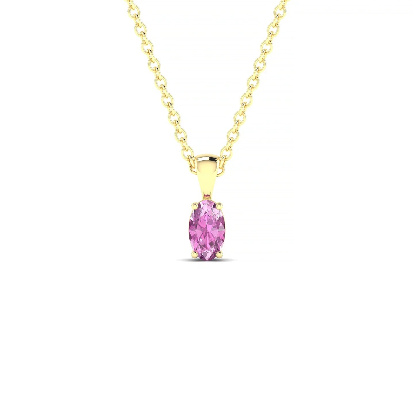 Reverse | 18k Yellow Gold 5 x 3 mm Oval Pink Sapphire Pendant