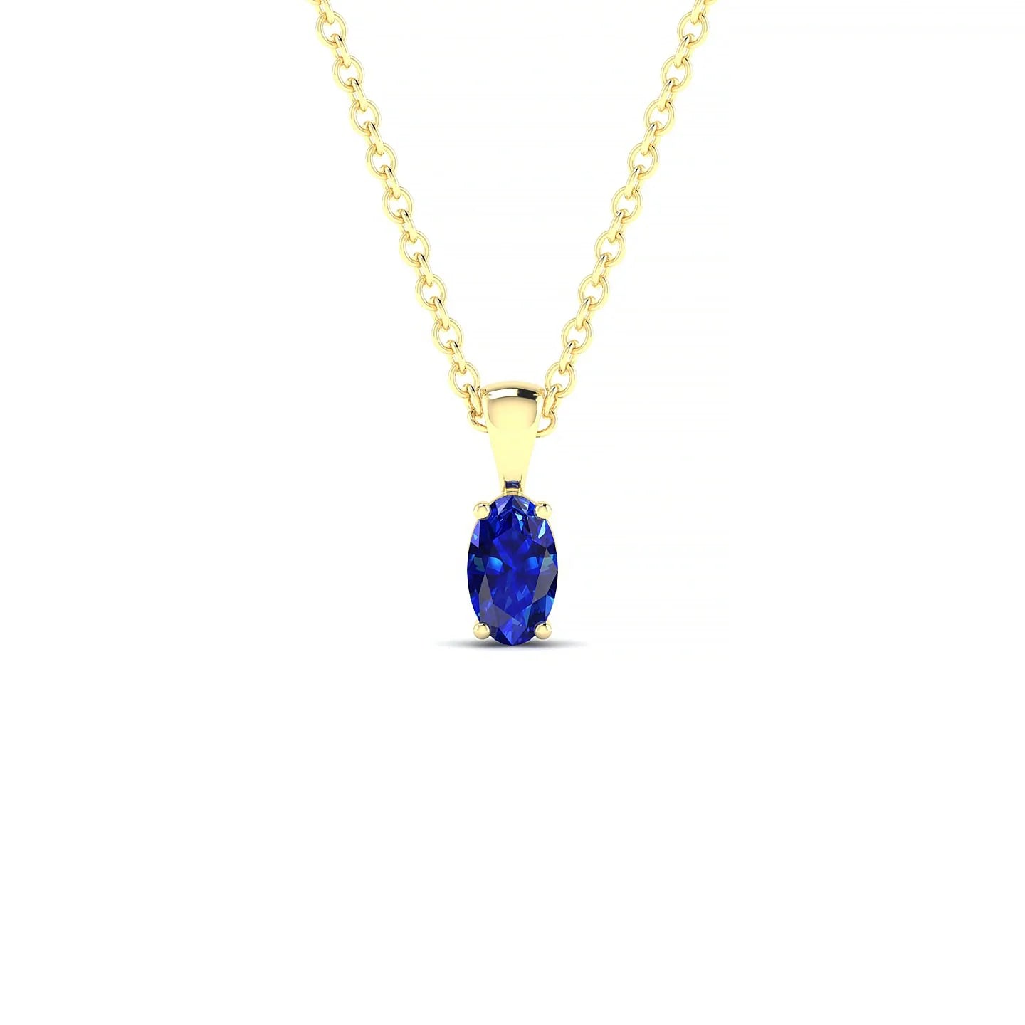 Reverse | 18k Yellow Gold 5 x 3 mm Oval Sapphire Pendant