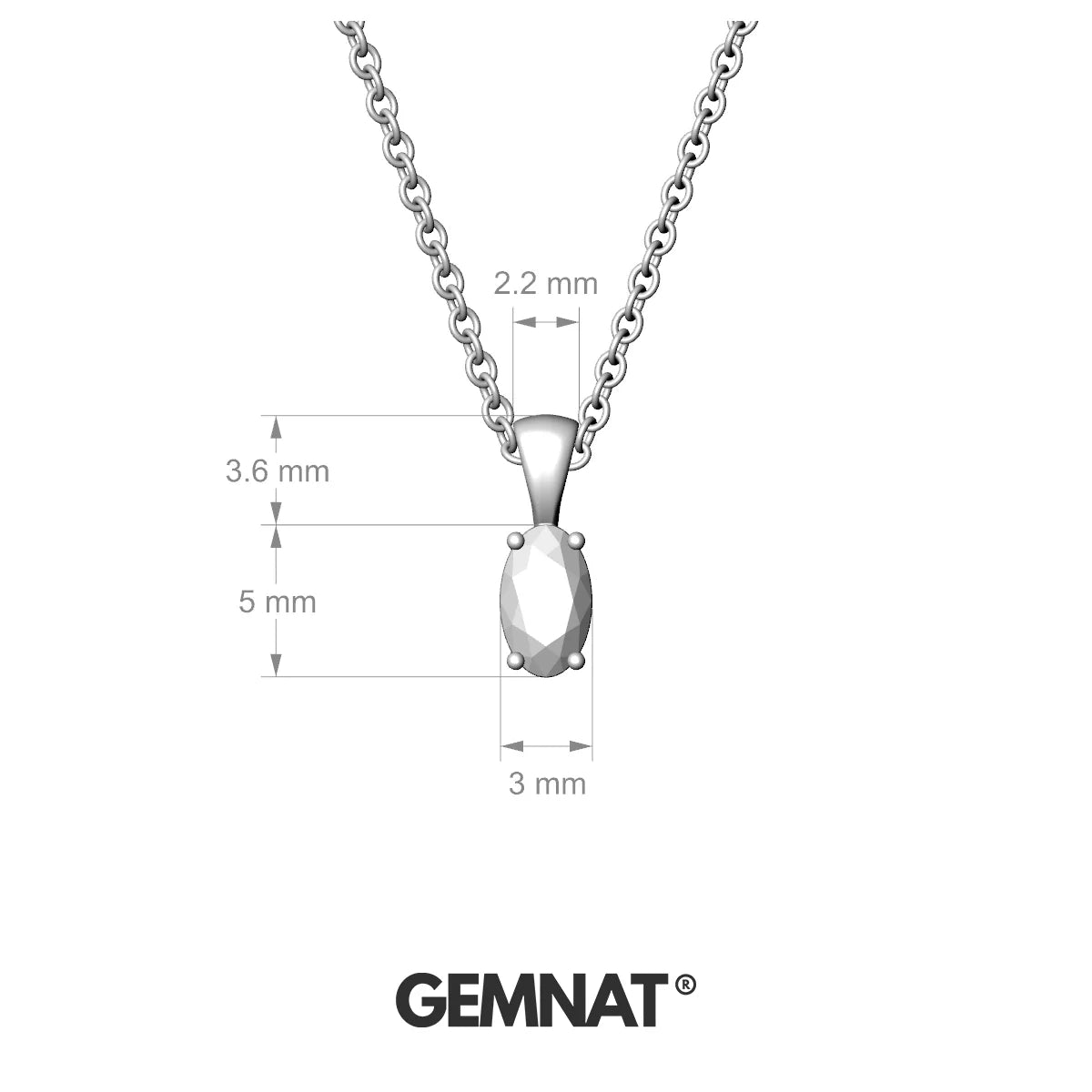Reverse | 18k Rose Gold 5 x 3 mm Oval Diamond Pendant