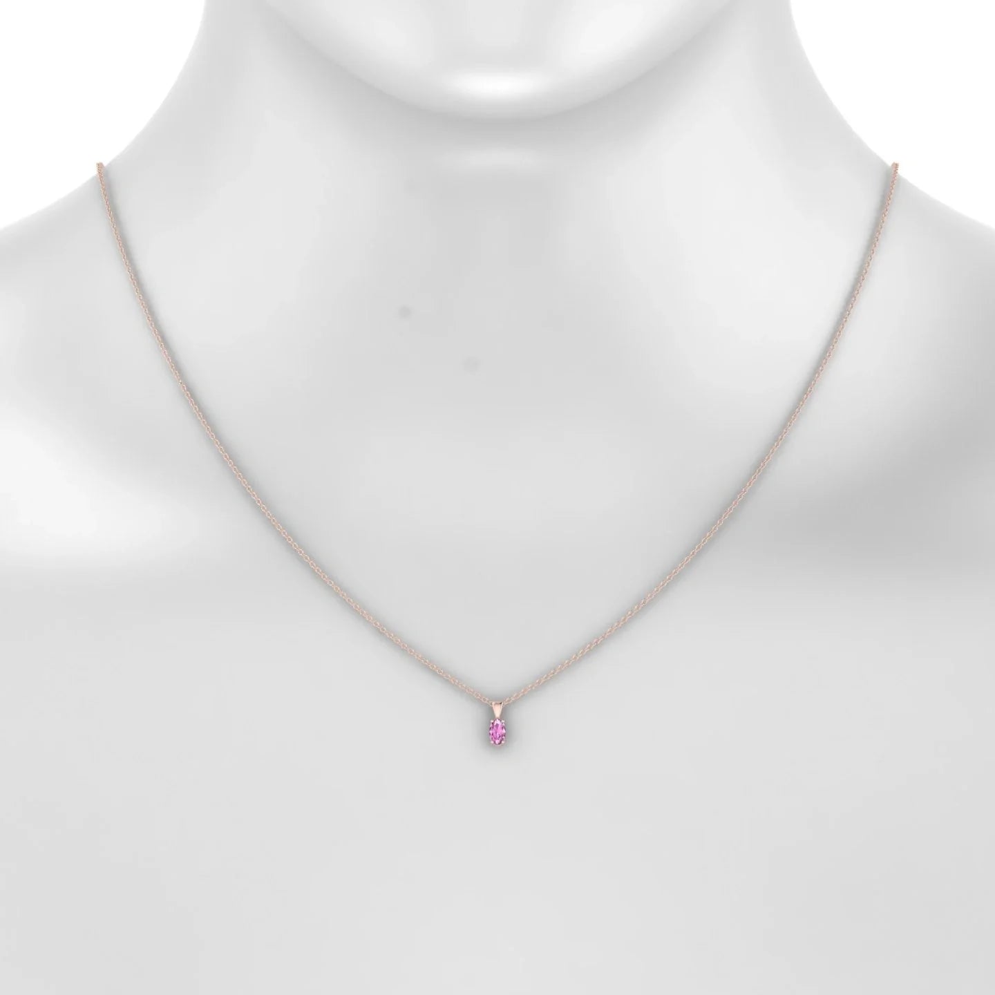 Reverse | 18k Rose Gold 5 x 3 mm Oval Pink Sapphire Pendant