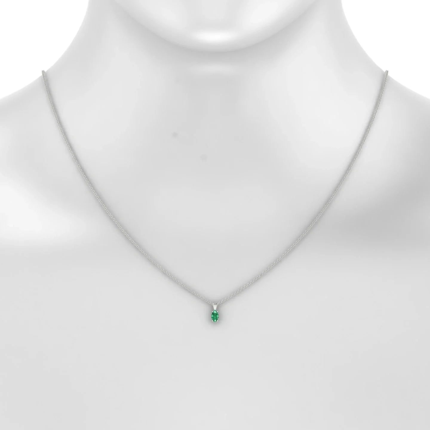 Reverse | 18k White Gold 5 x 3 mm Oval Emerald Pendant