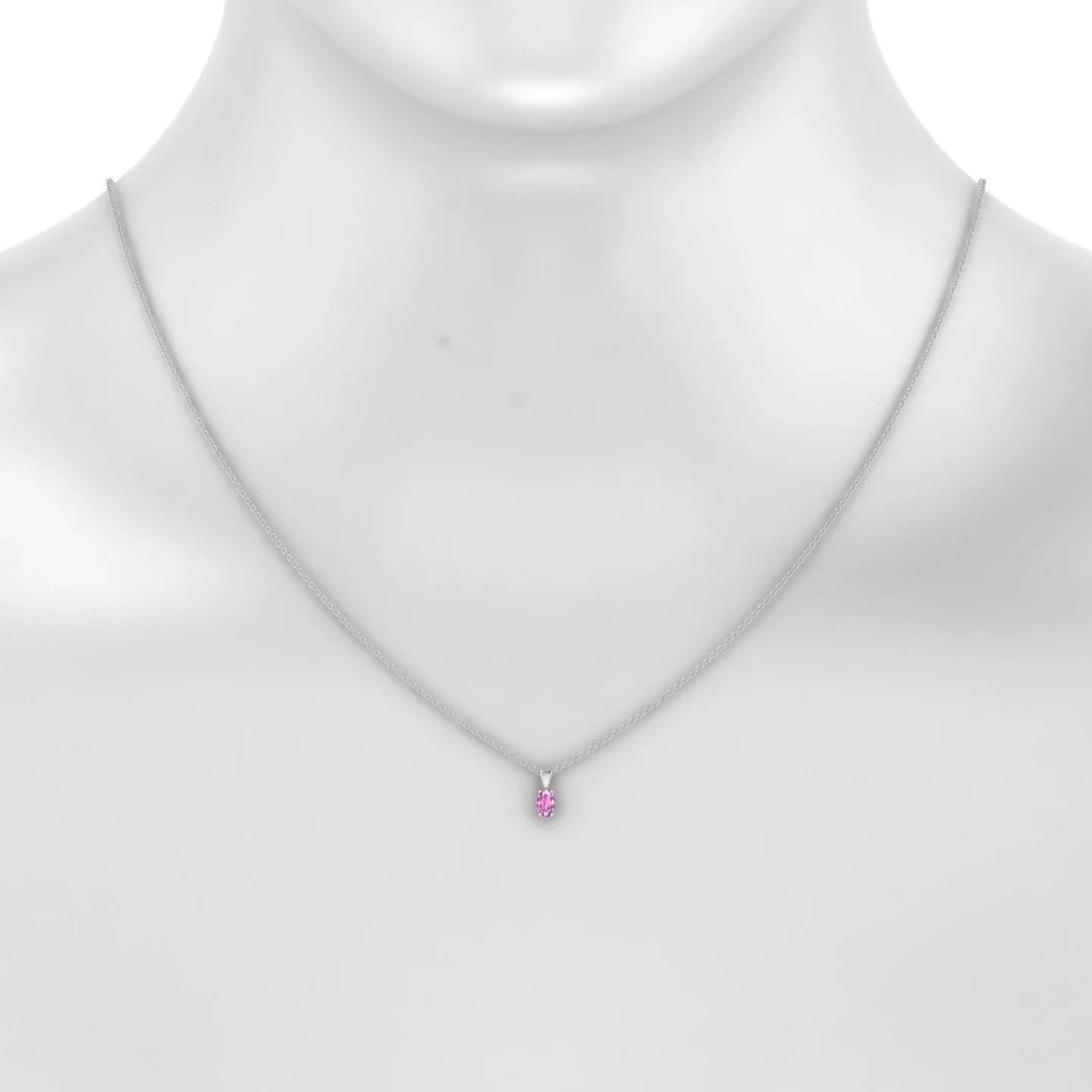 Reverse | 18k White Gold 5 x 3 mm Oval Pink Sapphire Pendant