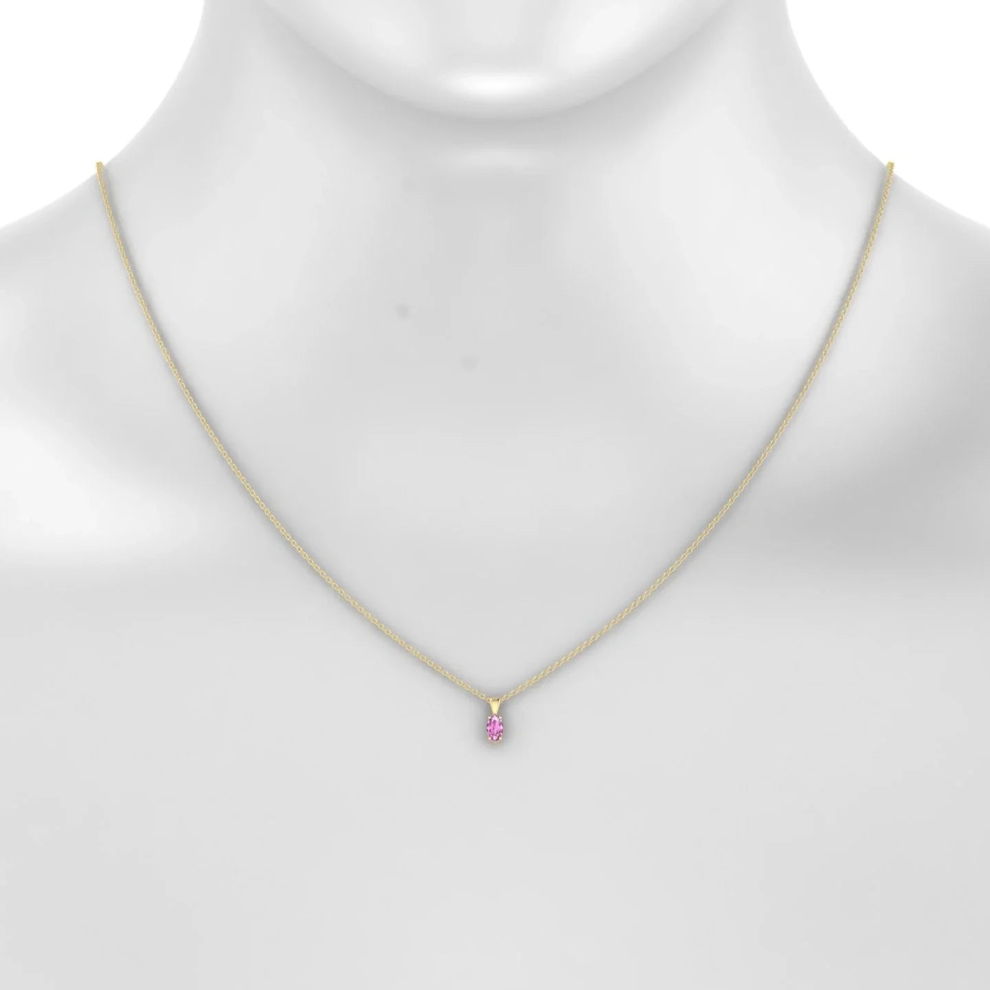 Reverse | 18k Yellow Gold 5 x 3 mm Oval Pink Sapphire Pendant