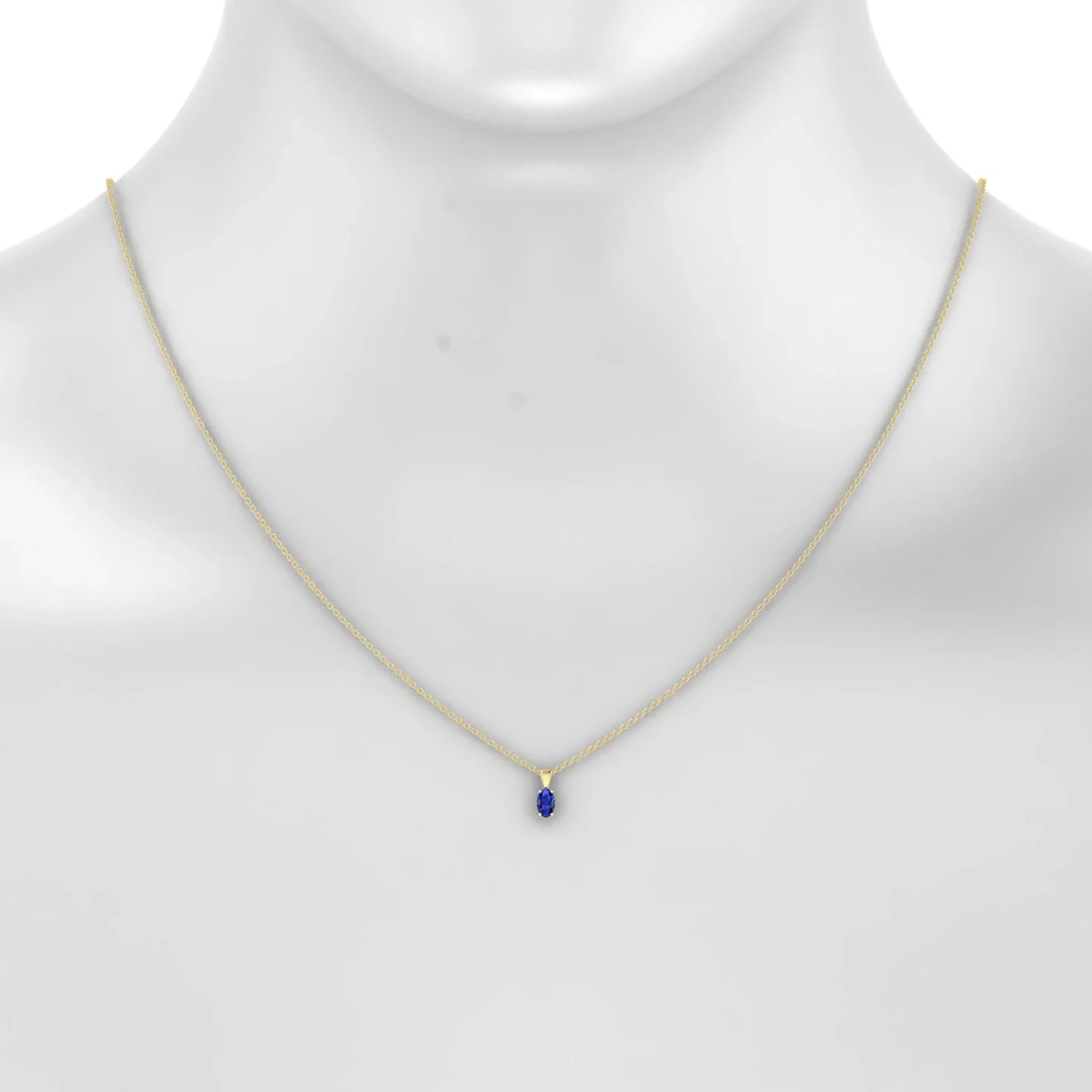 Reverse | 18k Yellow Gold 5 x 3 mm Oval Sapphire Pendant
