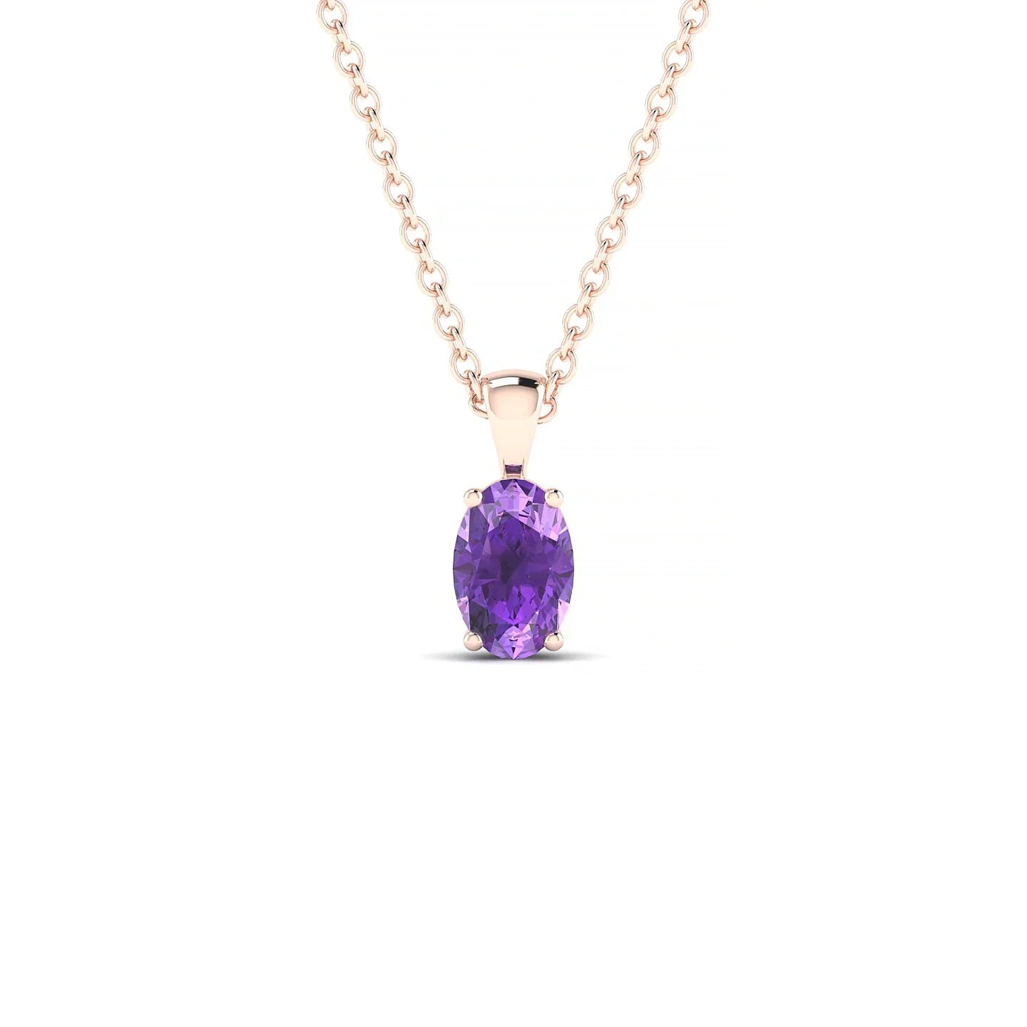 Reverse | 18k Rose Gold 6 x 4 mm Oval Amethyst Pendant