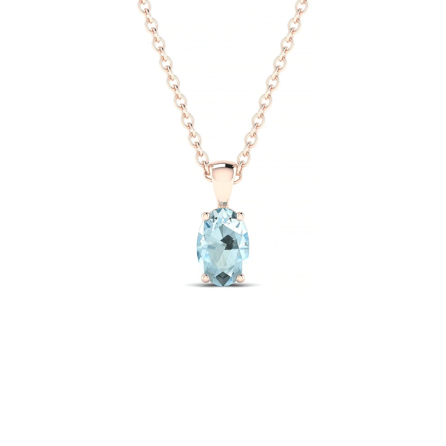Reverse | 18k Rose Gold 6 x 4 mm Oval Aquamarine Pendant