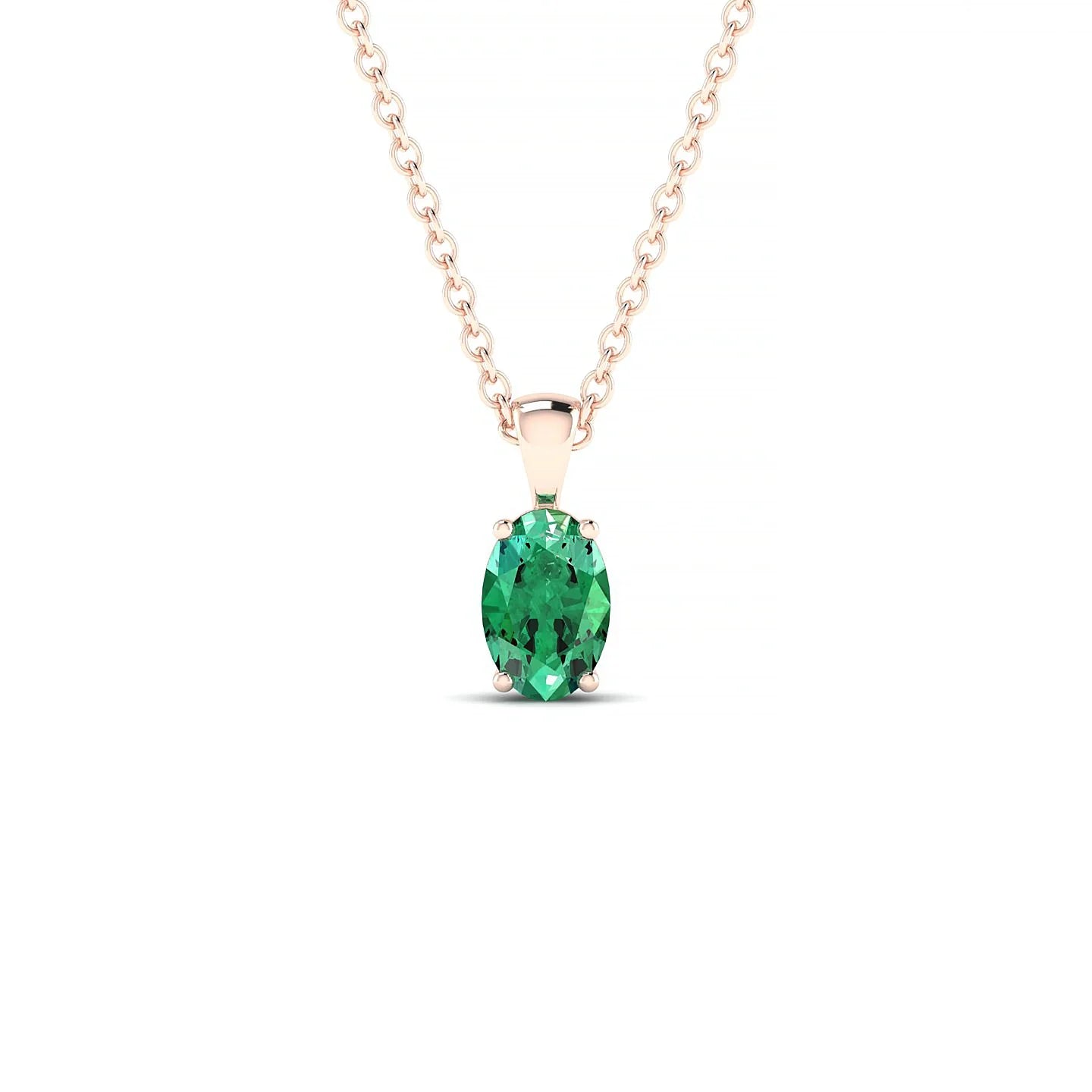 Reverse | 18k Rose Gold 6 x 4 mm Oval Emerald Pendant