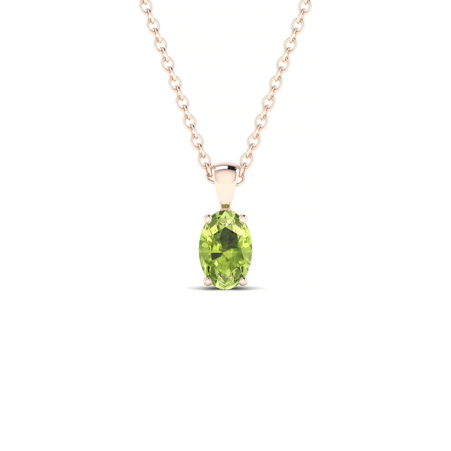 Reverse | 18k Rose Gold 6 x 4 mm Oval Peridot Pendant