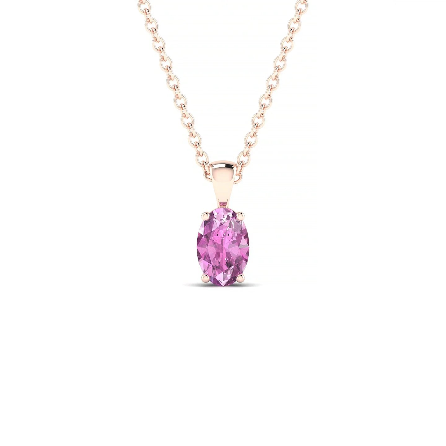 Reverse | 18k Rose Gold 6 x 4 mm Oval Pink Sapphire Pendant