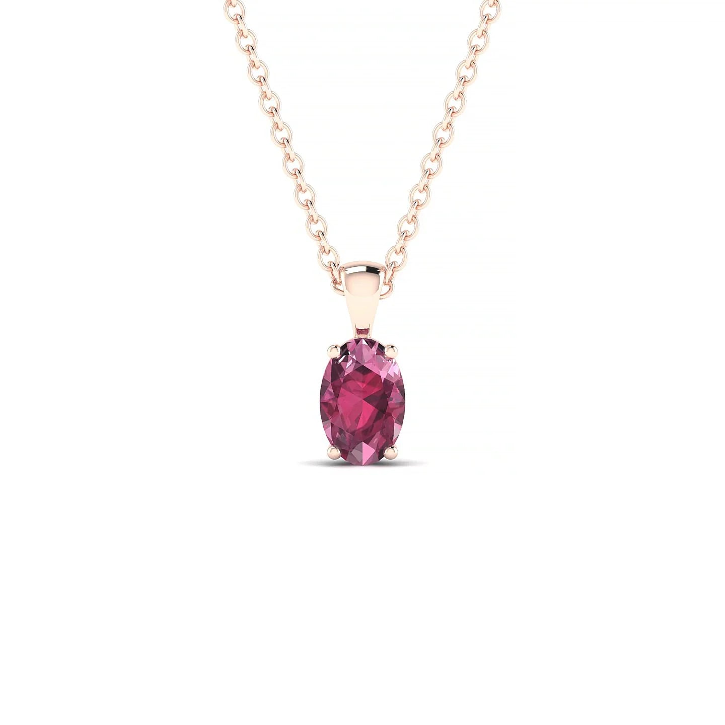 Reverse | 18k Rose Gold 6 x 4 mm Oval Rhodolite Pendant