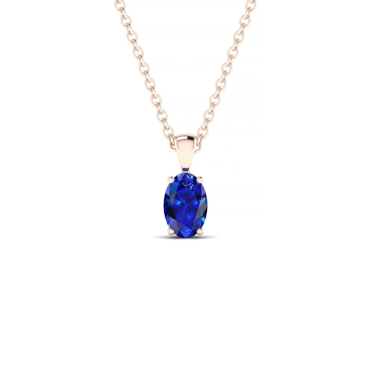 Reverse | 18k Rose Gold 6 x 4 mm Oval Sapphire Pendant