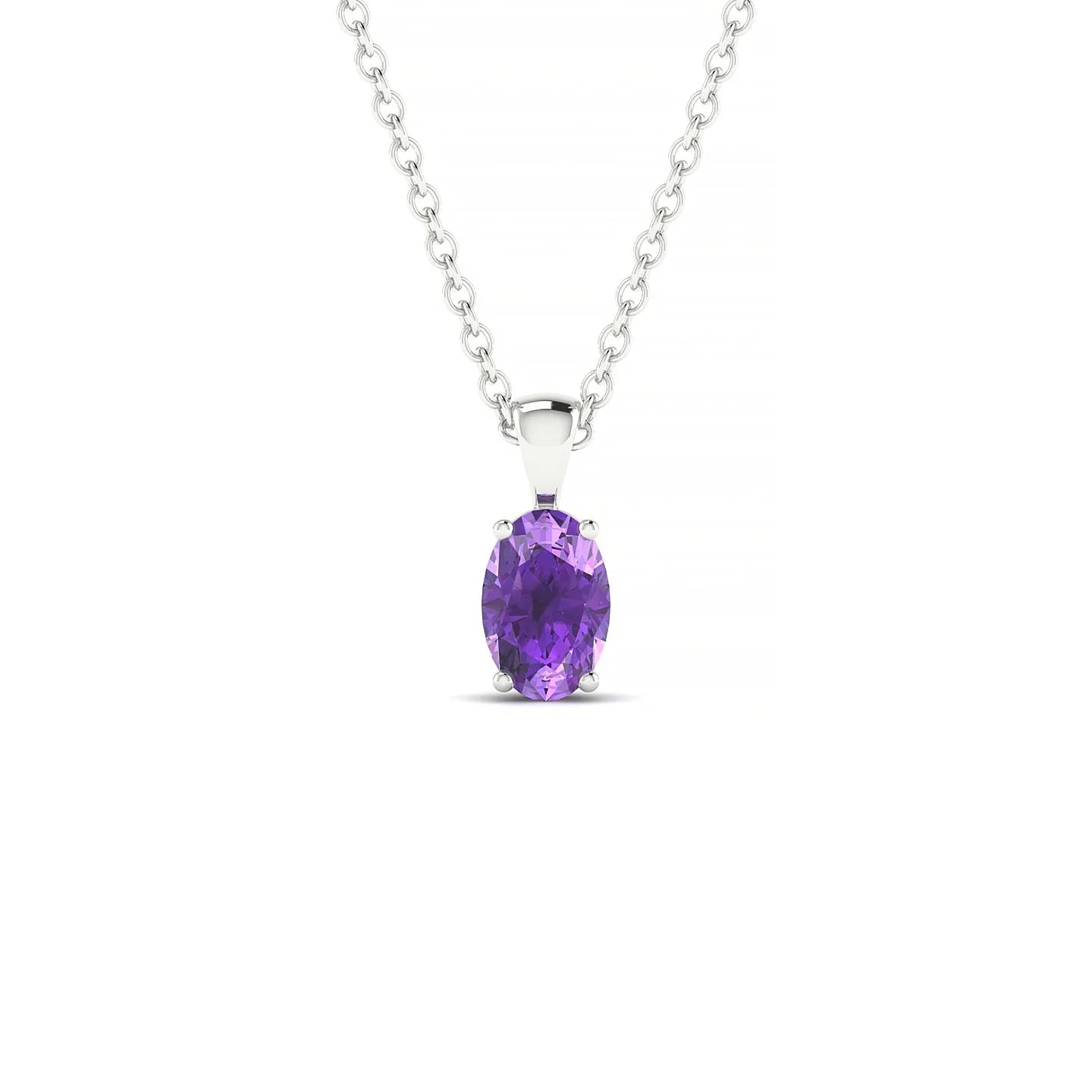 Reverse | 18k White Gold 6 x 4 mm Oval Amethyst Pendant