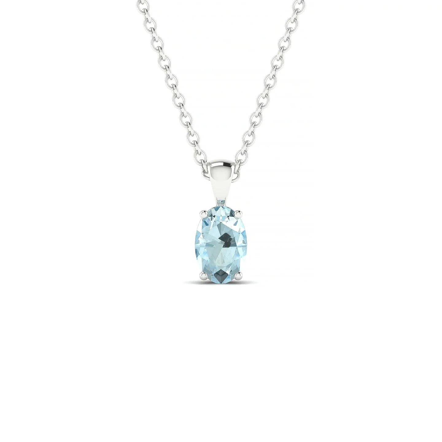 Reverse | 18k White Gold 6 x 4 mm Oval Aquamarine Pendant