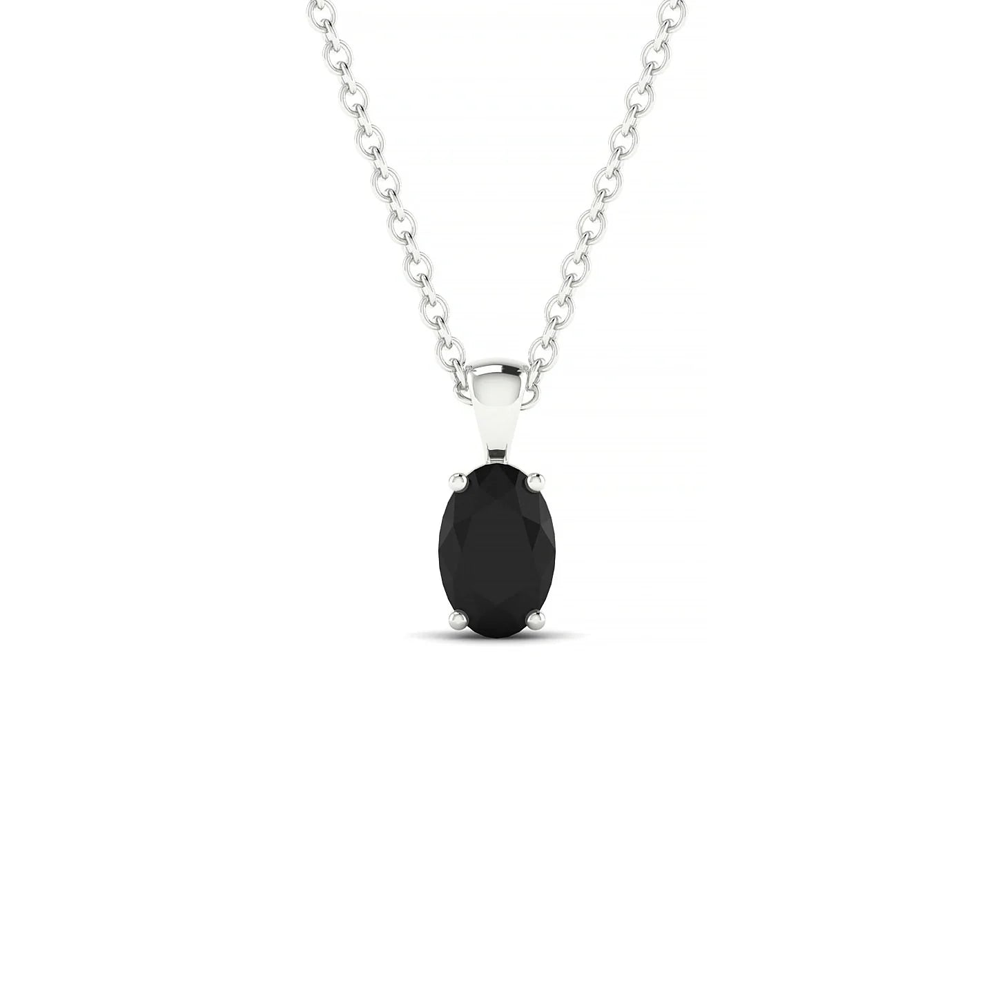 Reverse | 18k White Gold 6 x 4 mm Oval Black Diamond Pendant