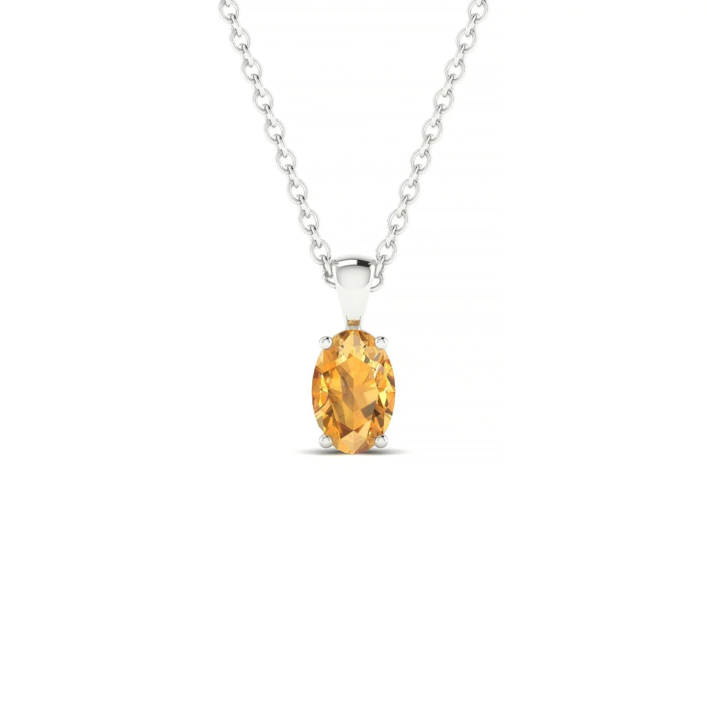 Reverse | 18k White Gold 6 x 4 mm Oval Citrine Pendant
