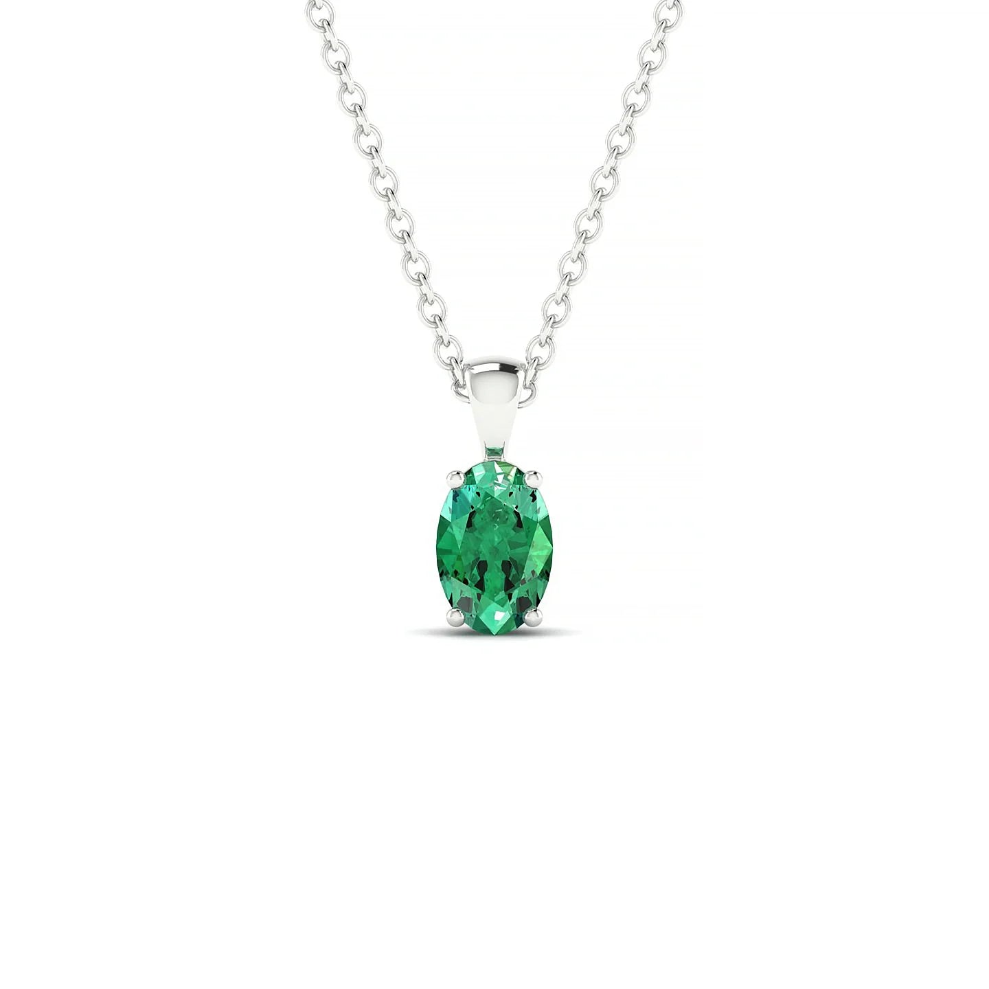 Reverse | 18k White Gold 6 x 4 mm Oval Emerald Pendant
