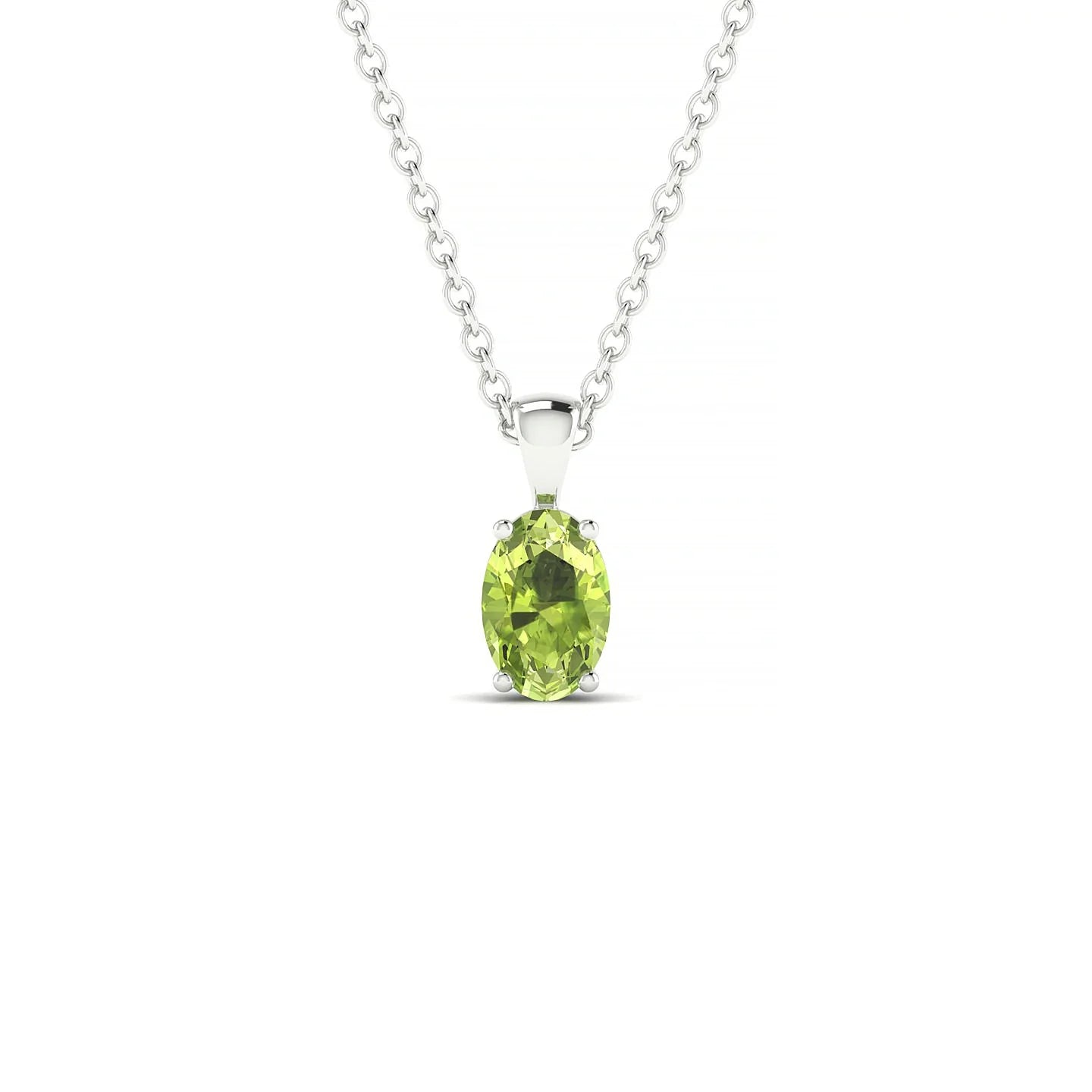 Reverse | 18k White Gold 6 x 4 mm Oval Peridot Pendant