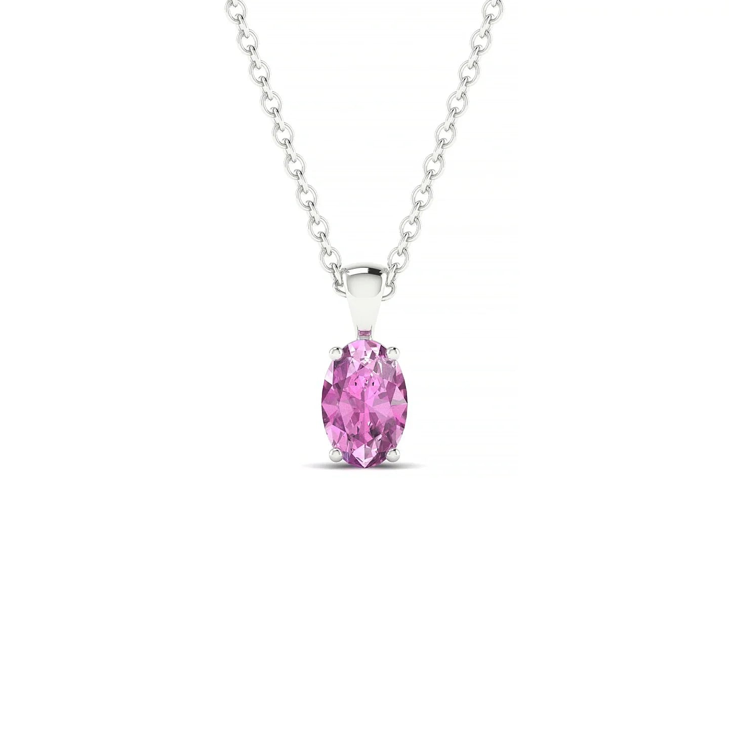 Reverse | 18k White Gold 6 x 4 mm Oval Pink Sapphire Pendant