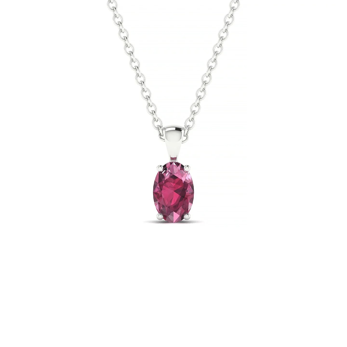 Reverse | 18k White Gold 6 x 4 mm Oval Rhodolite Pendant